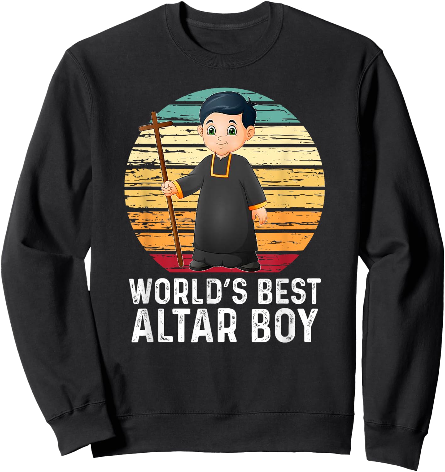 Vintage World's Best Altar Boy Catholic Sweatshirt - Sweatshirt | Black