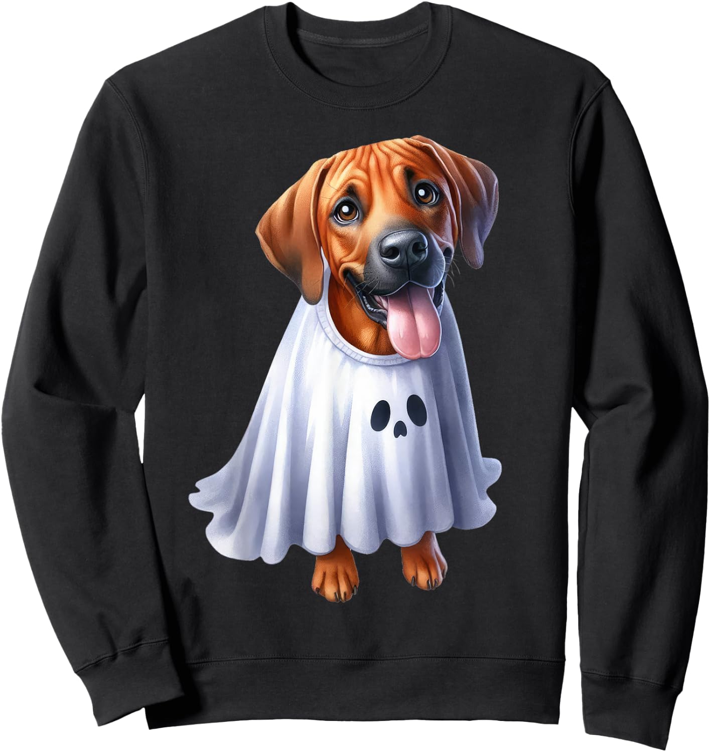 Funny Ghost Rhodesian Ridgeback Dog Lover Halloween Costume Sweatshirt - Sweatshirt | Black