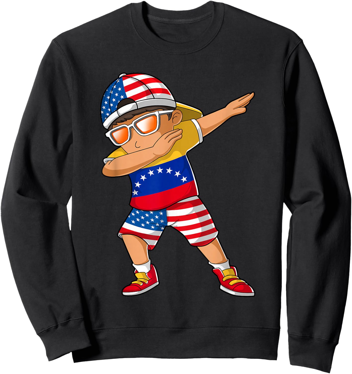 Half American Half Venezuelan Boy Kid Venezuela Flag Sweatshirt - Sweatshirt | Black