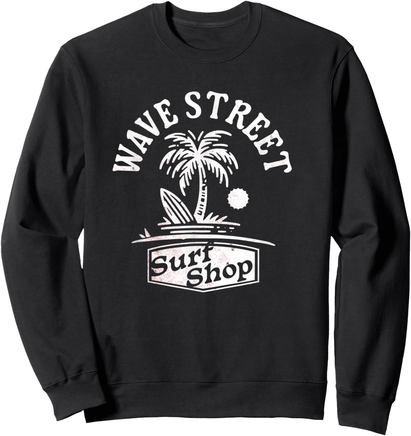 Wave Street Surf Vintage Retro Beach Bum Summertime Graphic Women Kids Sweatshirt - Sweatshirt | Black