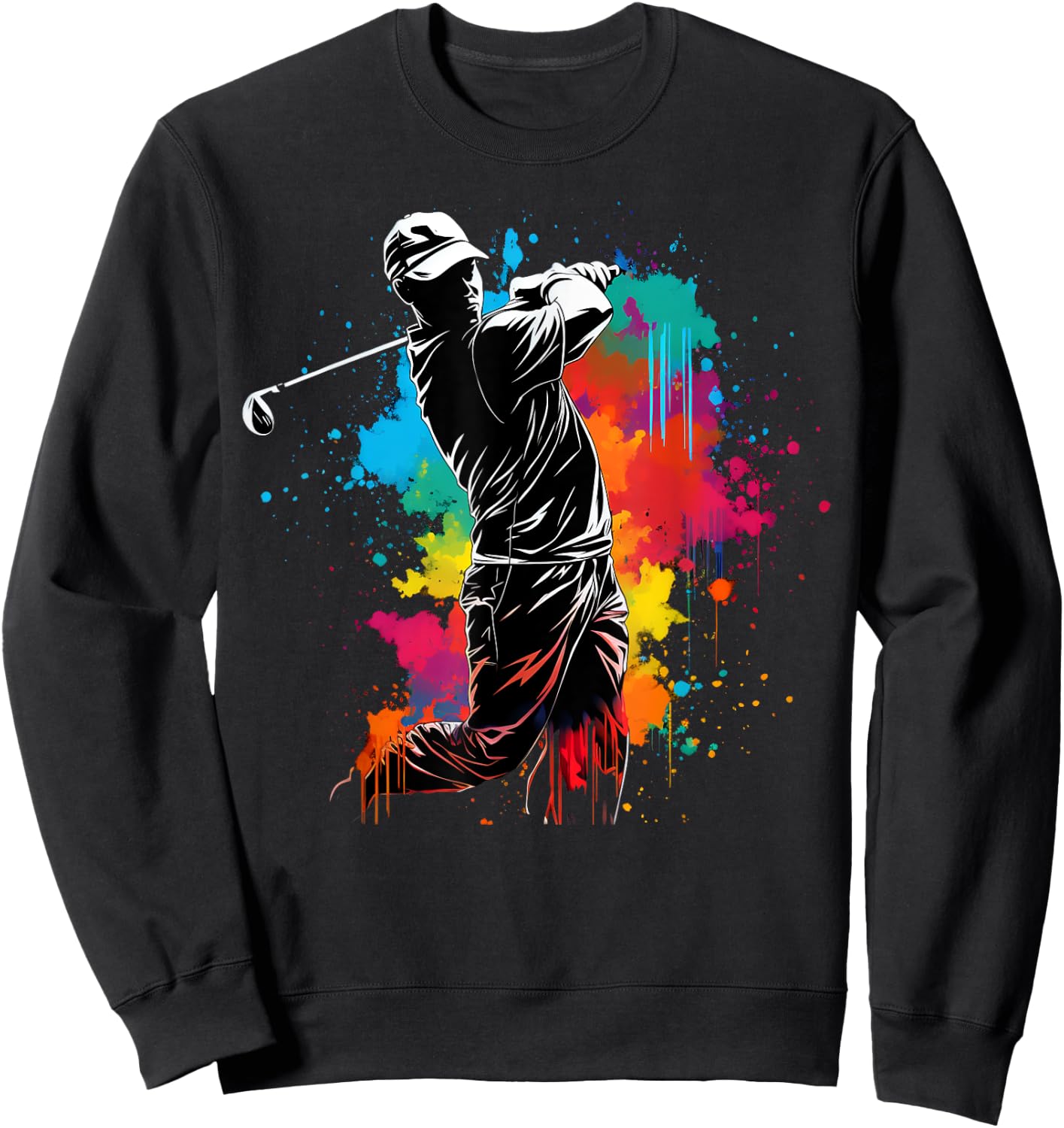 Colorful Golfer Boy on Golf Sweatshirt - Sweatshirt | Black