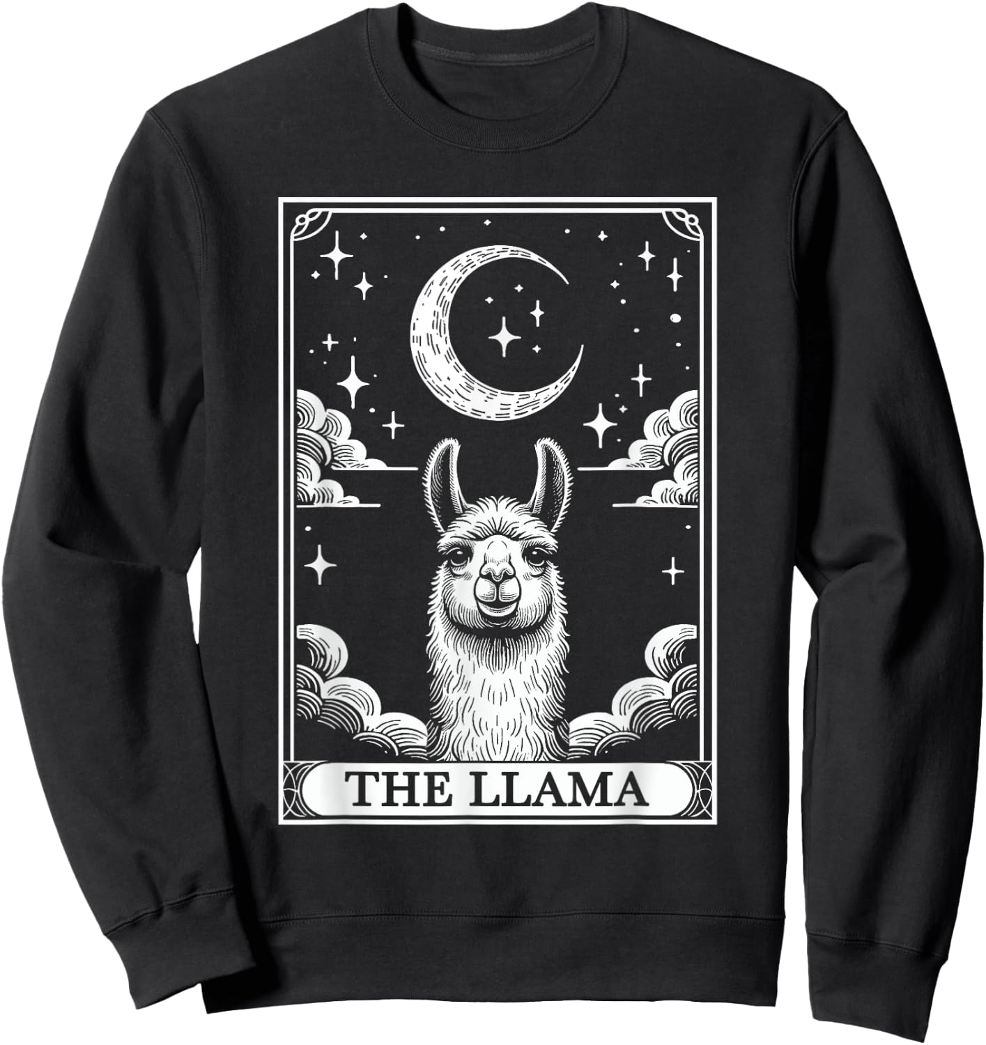 Tarot Card Vintage Crescent Moon Llama Animal Lovers Sweatshirt - Sweatshirt | Black