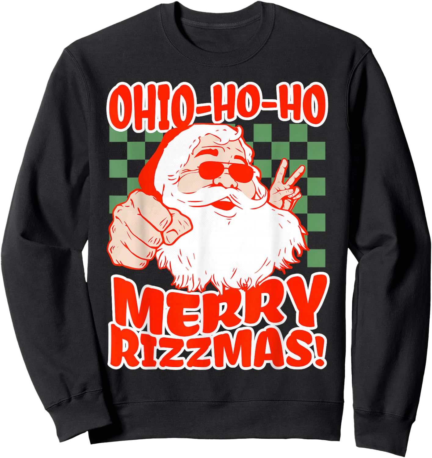 Ohio Merry Rizzmas Rizzler Santa Christmas Meme Brainrot Sweatshirt - Sweatshirt | Black