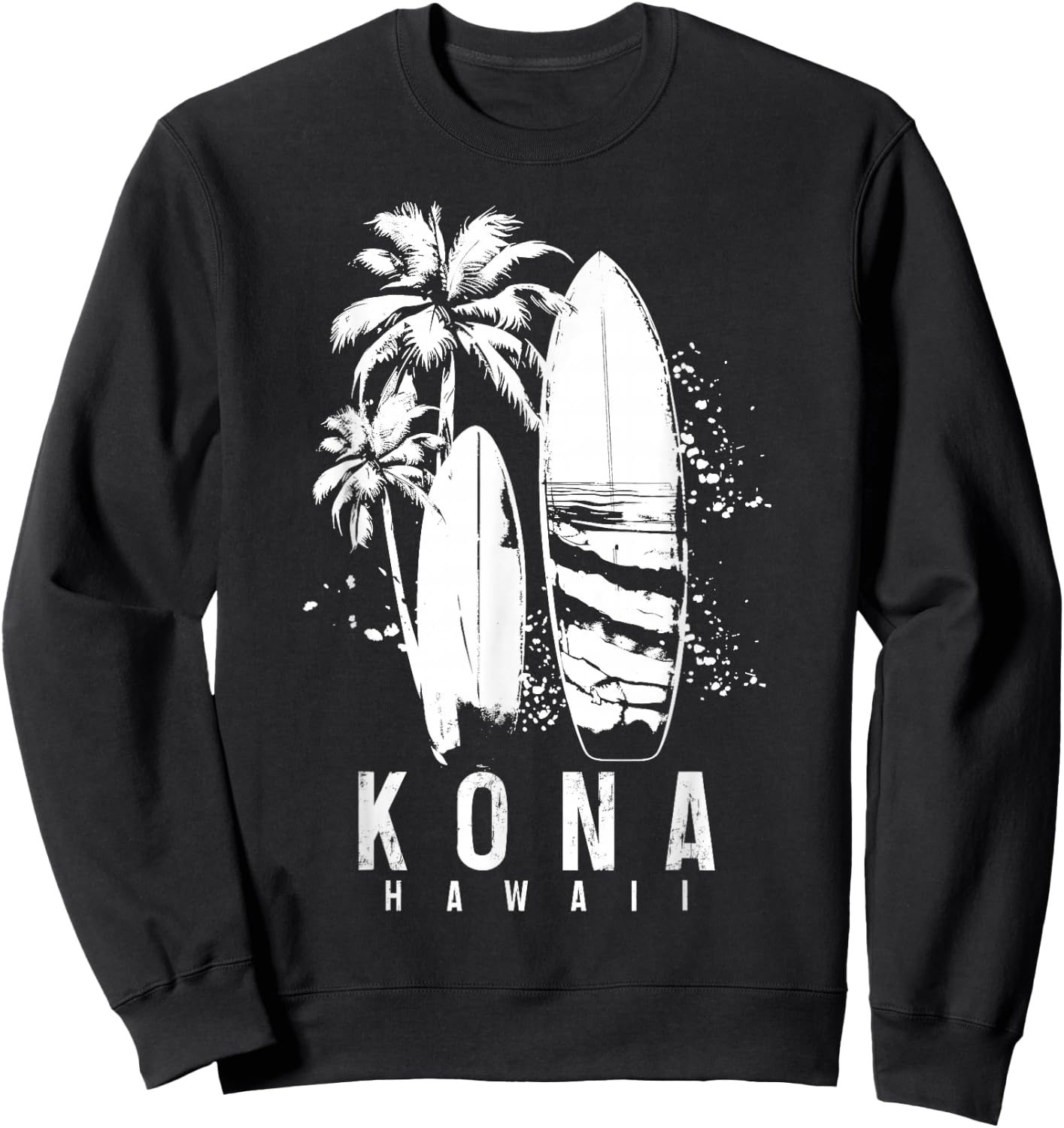 Kona Hawaii Hawaiian Surf Vintage Surfing Surfer Sweatshirt - Sweatshirt | Black