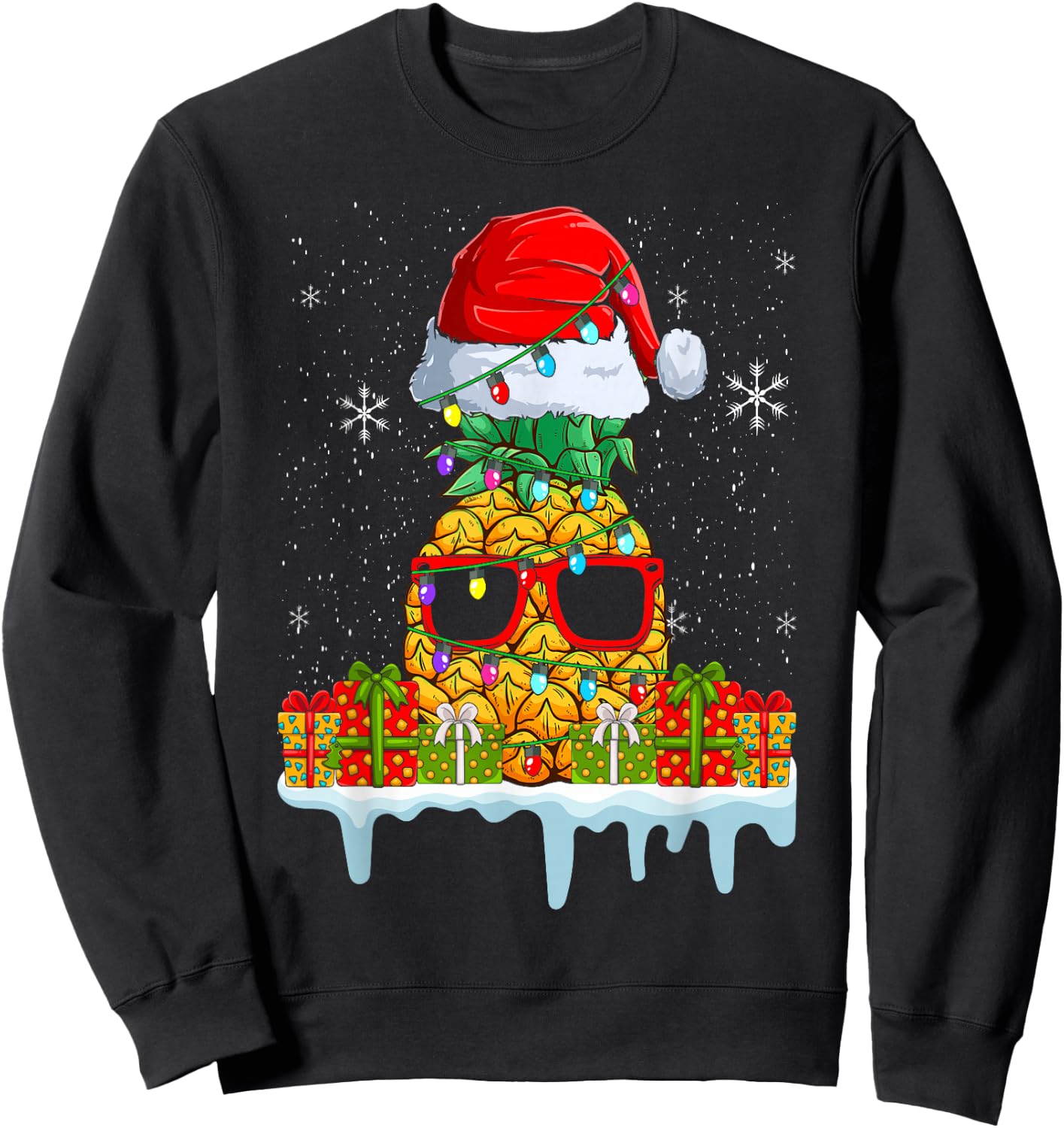 Tropical Funny Christmas Pineapple Sweatshirt - Sweatshirt | Black
