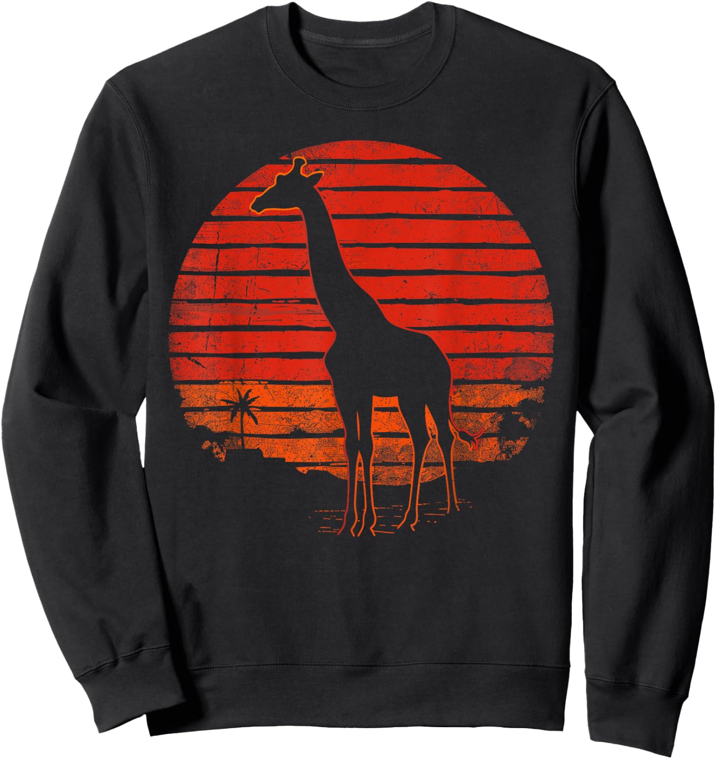 Vintage Giraffe 80s Funny Giraffe Lover Wild Animals Lover Sweatshirt - Sweatshirt | Black