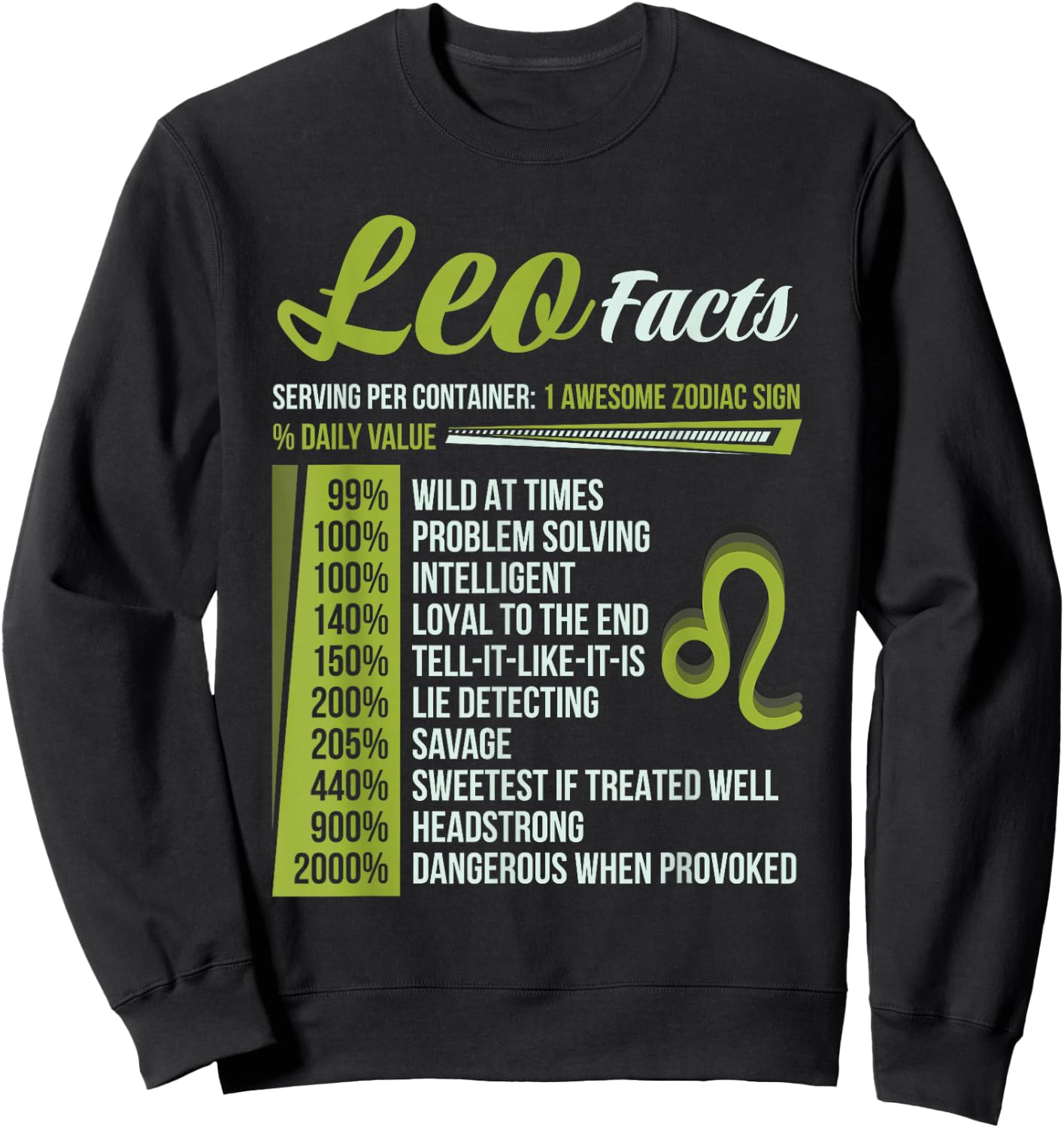 Leo Facts Traits Horoscope Zodiac Astrological Sign Funny , Small, Black Sweatshirt - Sweatshirt | Black