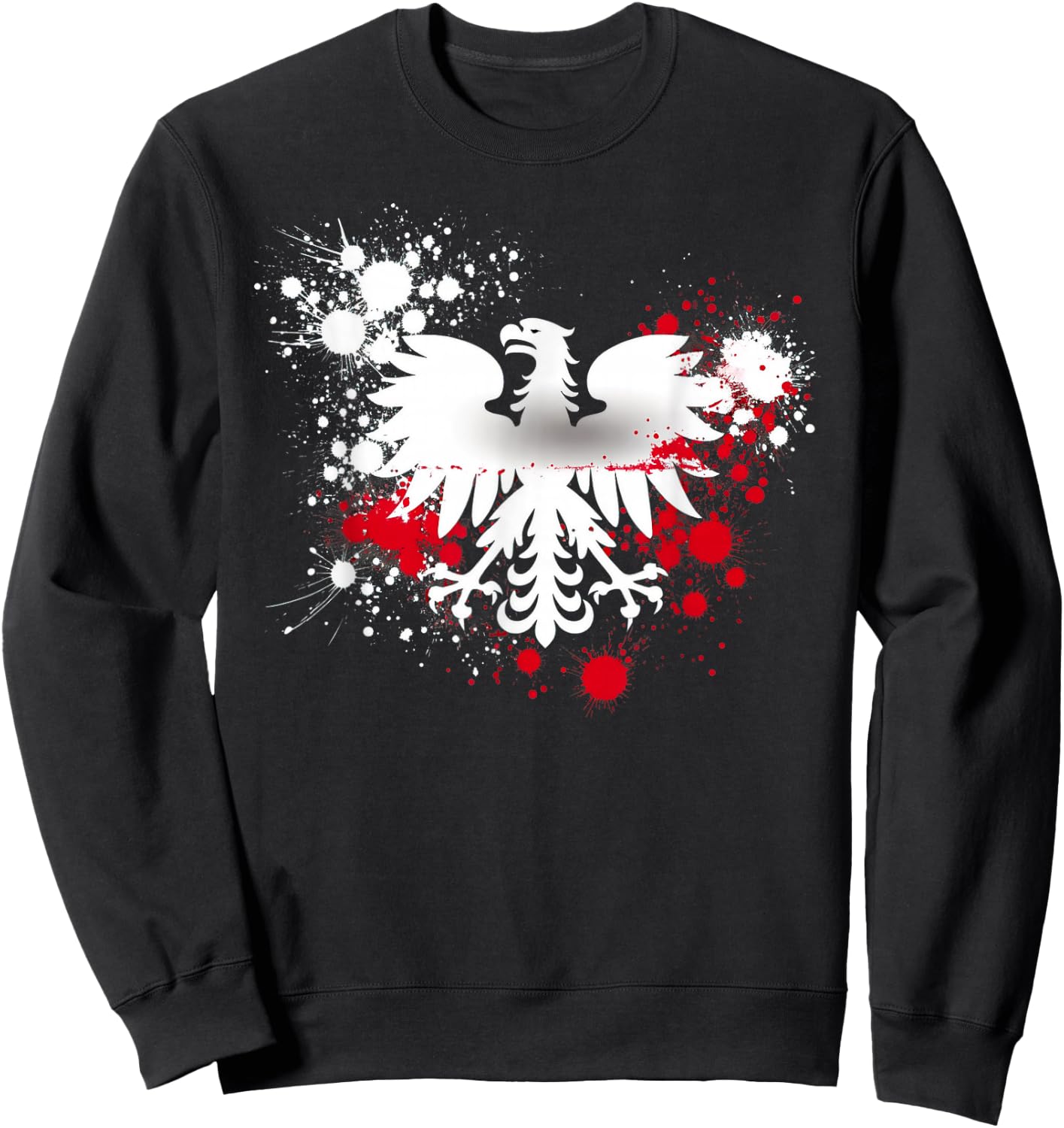 Poland Flag Paint Splatter White Eagle Polska Polish Pride Sweatshirt - Sweatshirt | Black