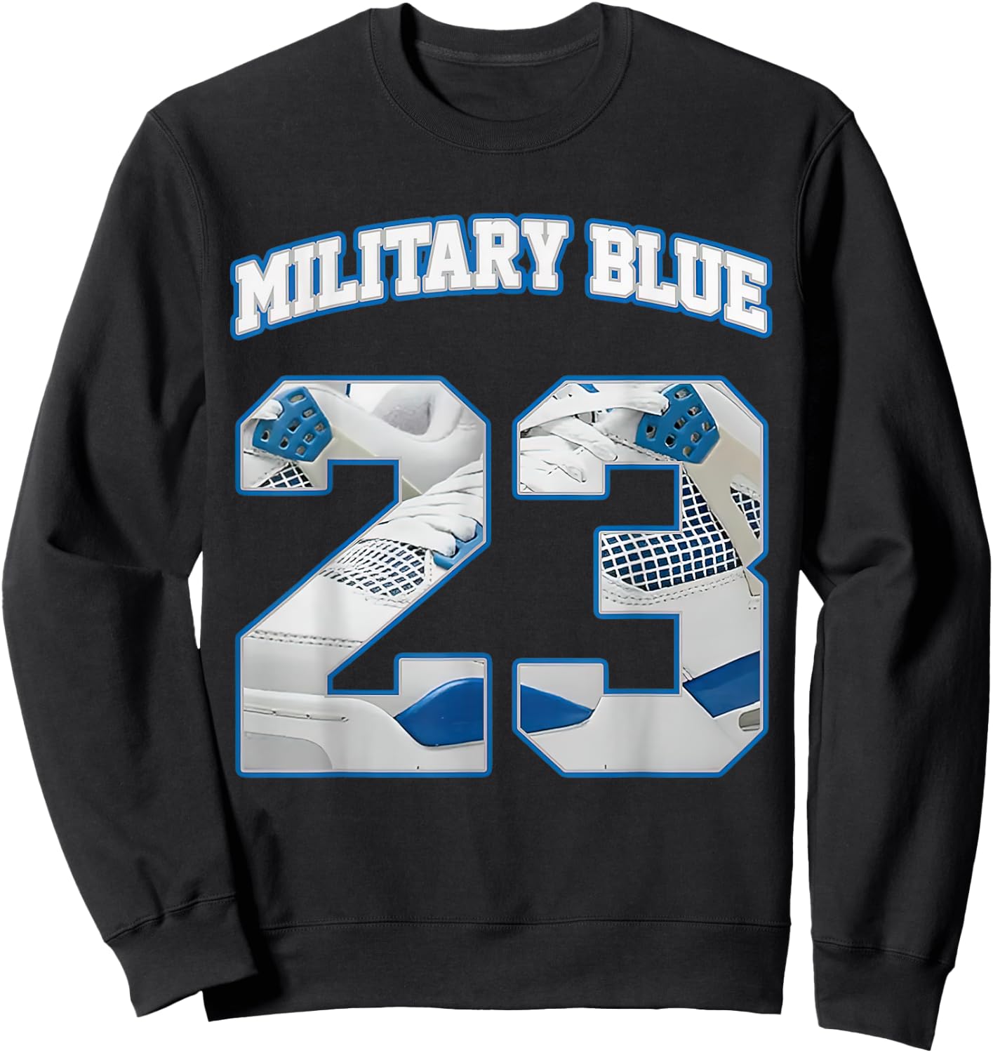 Number 23 Military Blue 4s Loser Lover Matching Retro Sweatshirt - Sweatshirt | Black