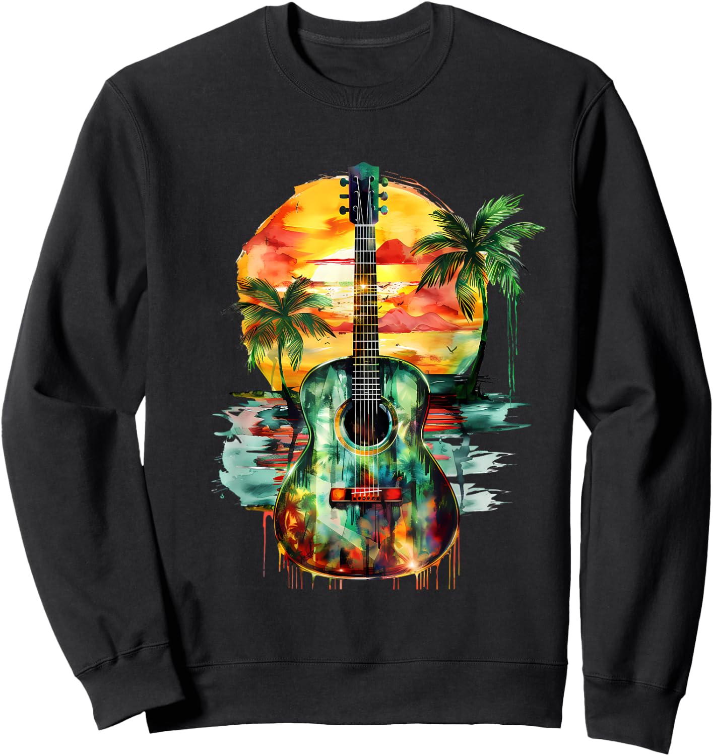 Reggae Music Guitar Rastafari Roots Rasta Reggae Music Sweatshirt - Sweatshirt | Black
