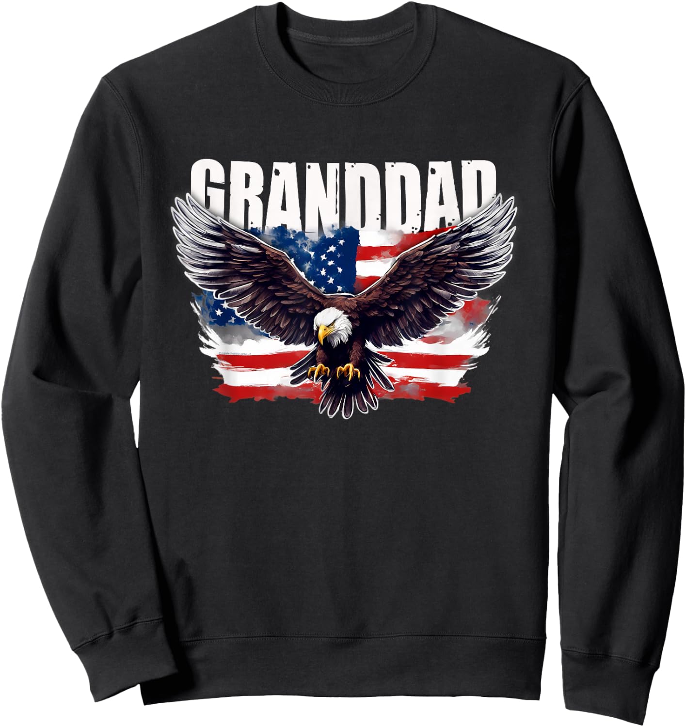 Patriotic Granddad USA Flag with Eagle 4th of July Granddad Sweatshirt - Sweatshirt | Black