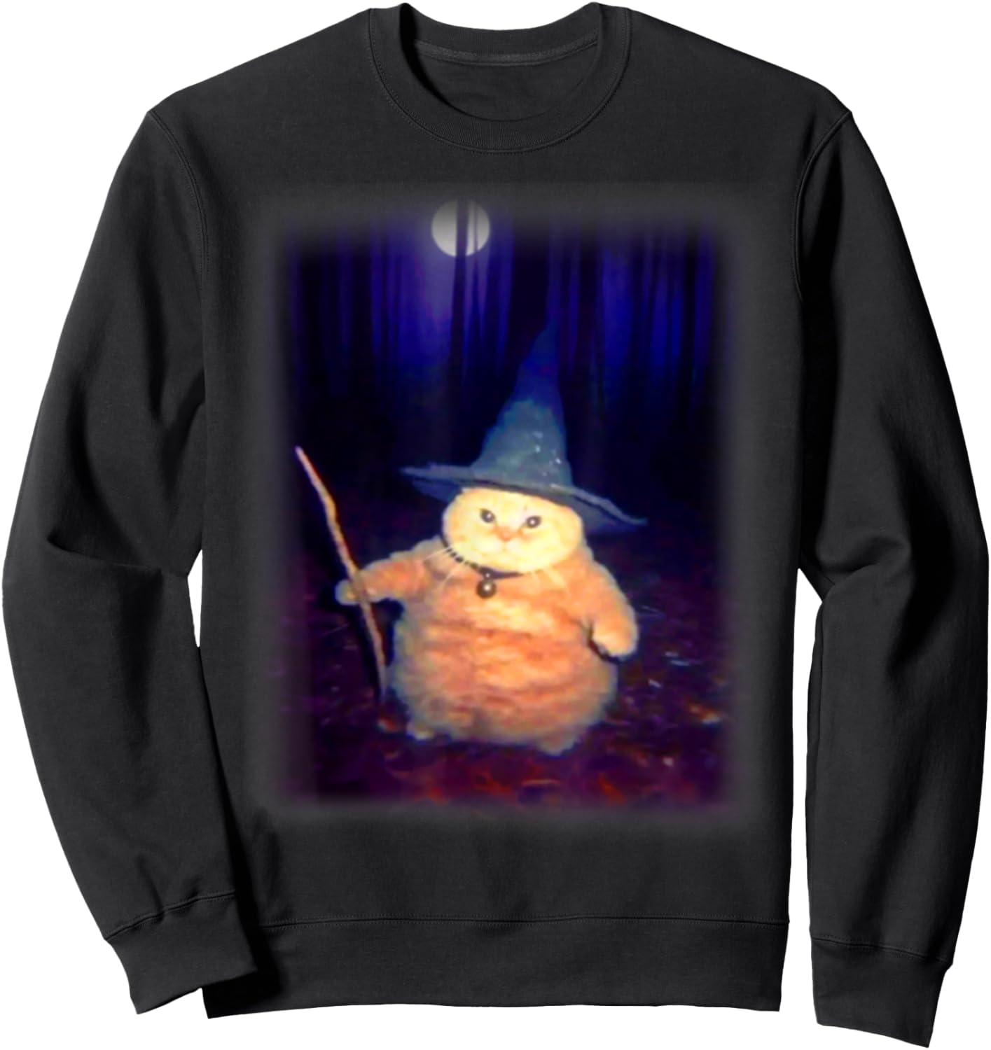 Wizard Cat Weird Funny Halloween Cat Meme Men Women Kids Sweatshirt - Sweatshirt | Black