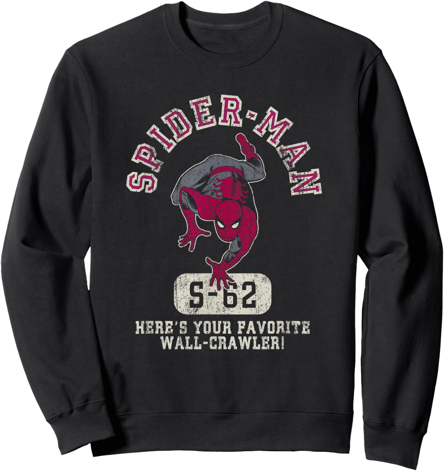 Marvel Spider-Man Your Favorite Wall-Crawler Distressed Logo Sweatshirt - Sweatshirt | Black