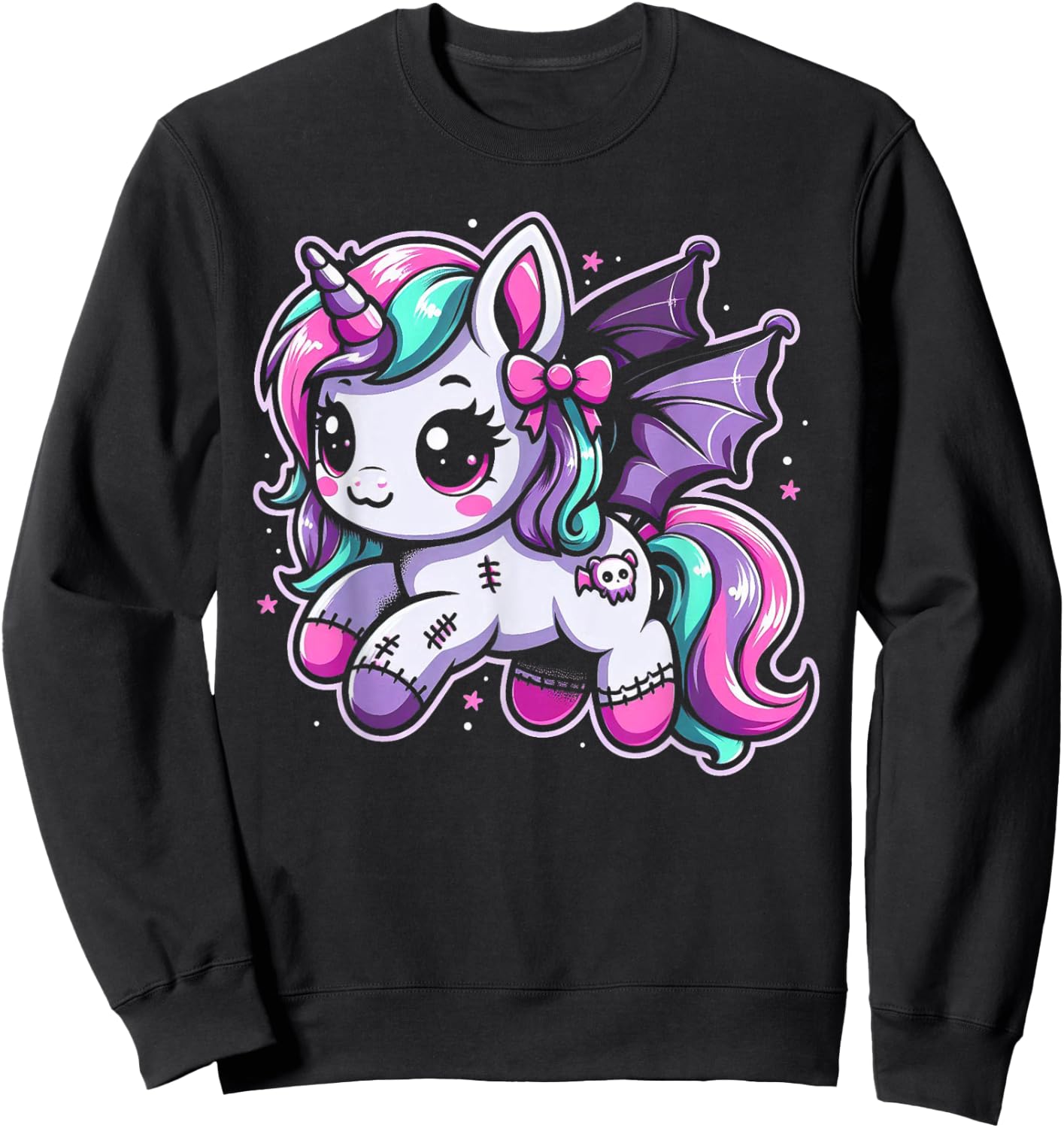 Pastel Goth Unicorn Kawaii Creepy Cute Aesthetic Art Sweatshirt - Sweatshirt | Black