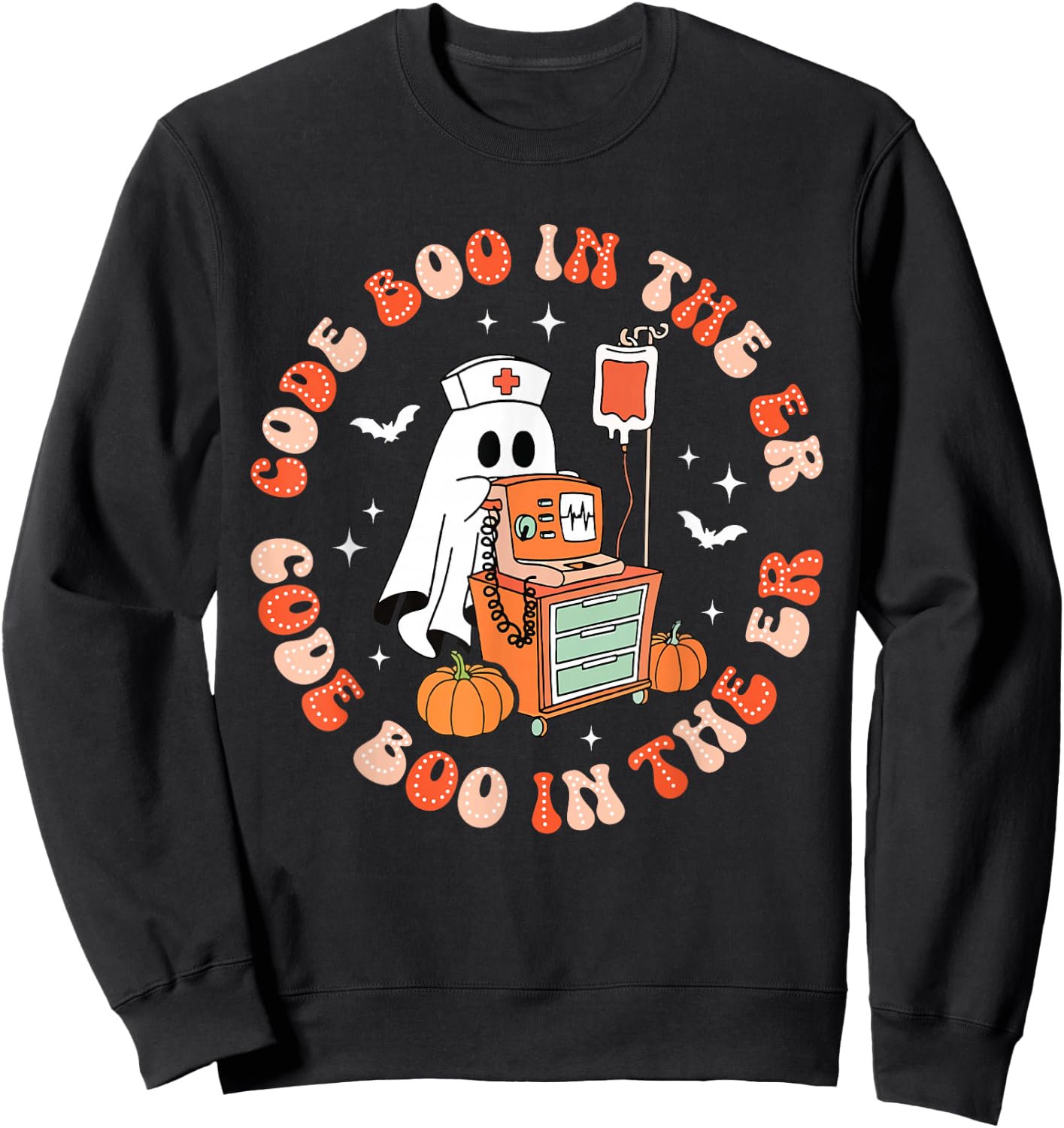 Halloween Code Boo In The ER ICU Ghost Respiratory Therapist Sweatshirt - Sweatshirt | Black