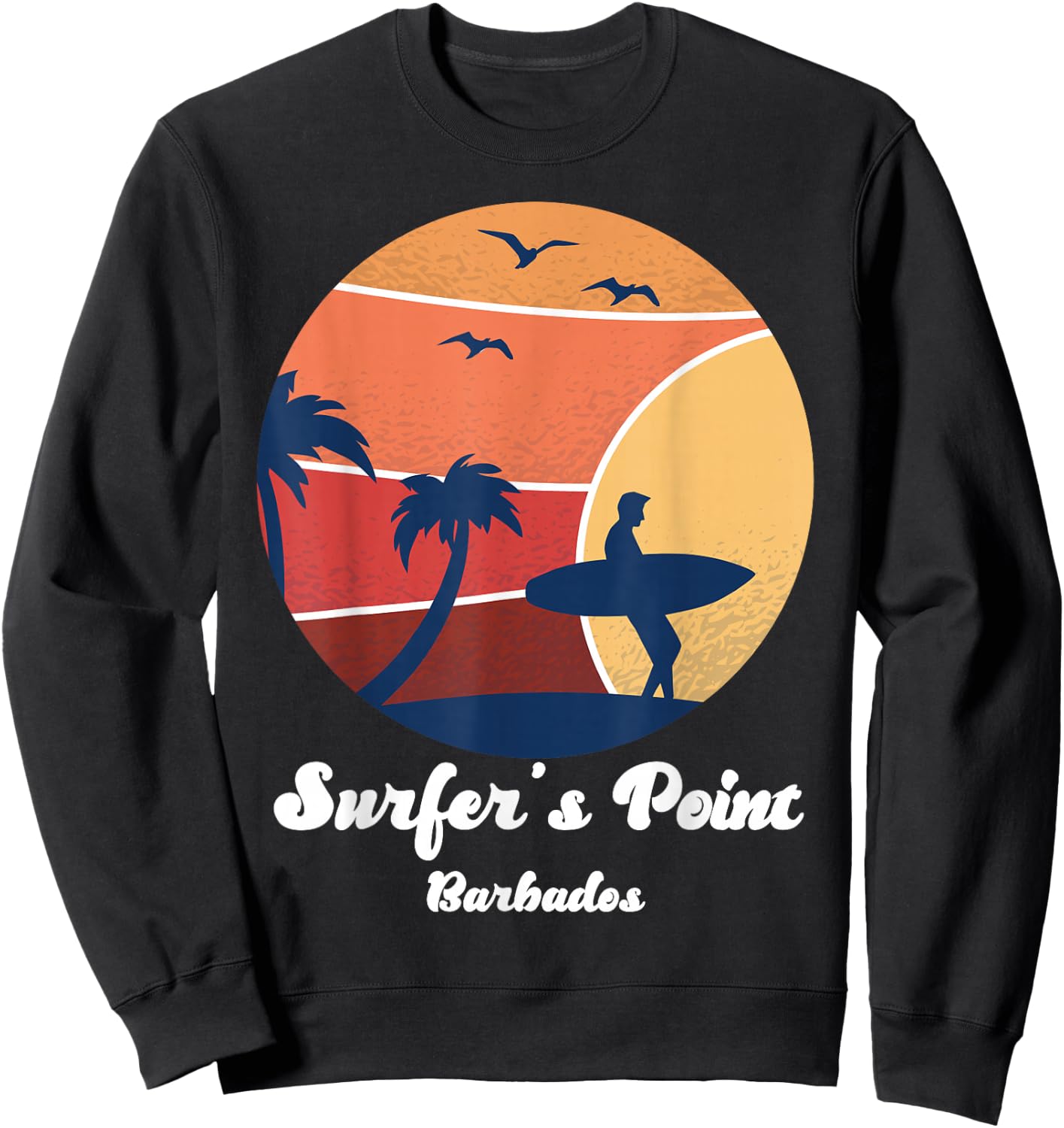 Surfer's Point Barbados Surfing Surfer Vintage Sunset Beach Sweatshirt - Sweatshirt | Black