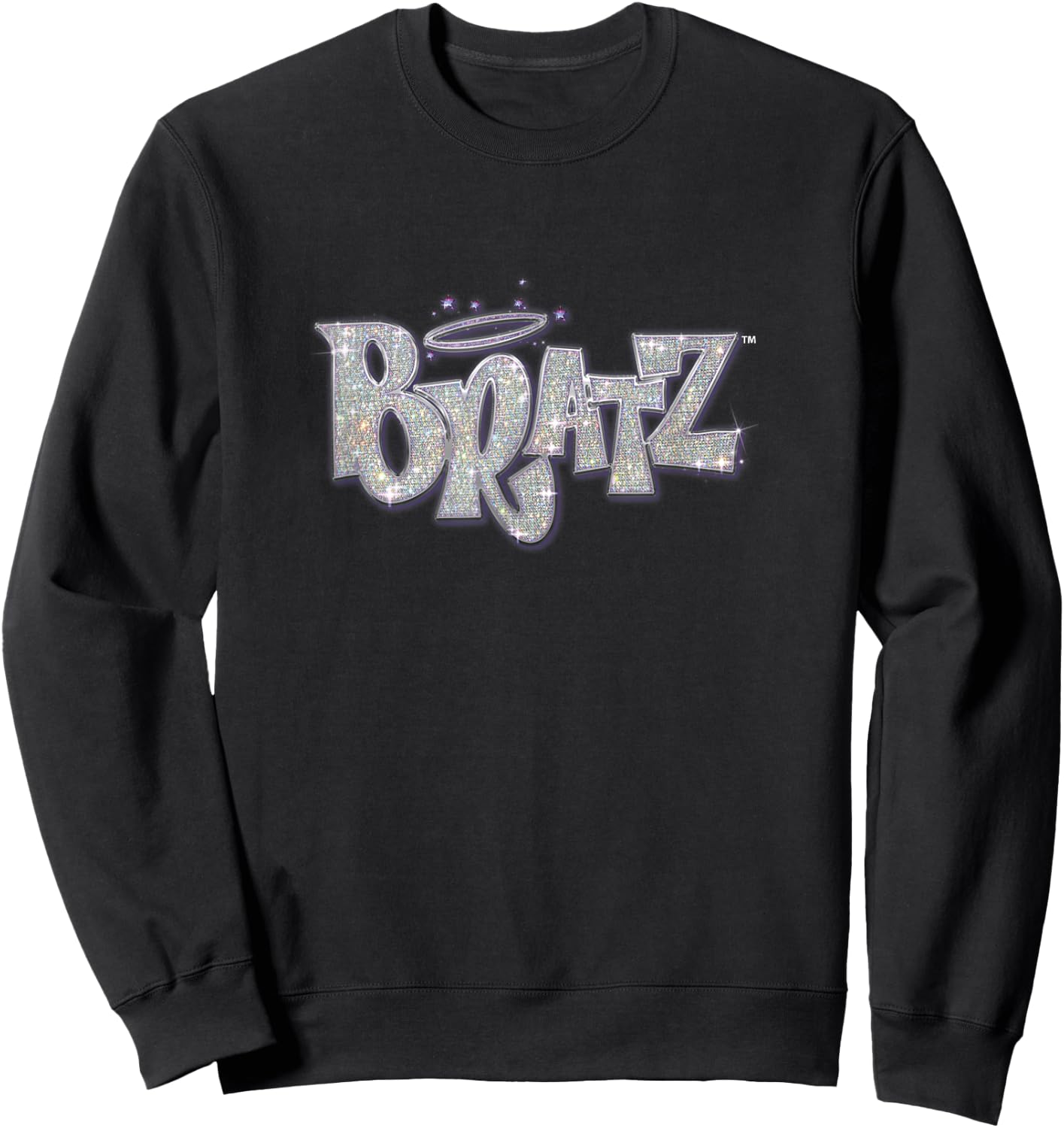 Bratz Silver Glitter Logo Purple Lining Angel Halo Sparkles Sweatshirt - Sweatshirt | Black