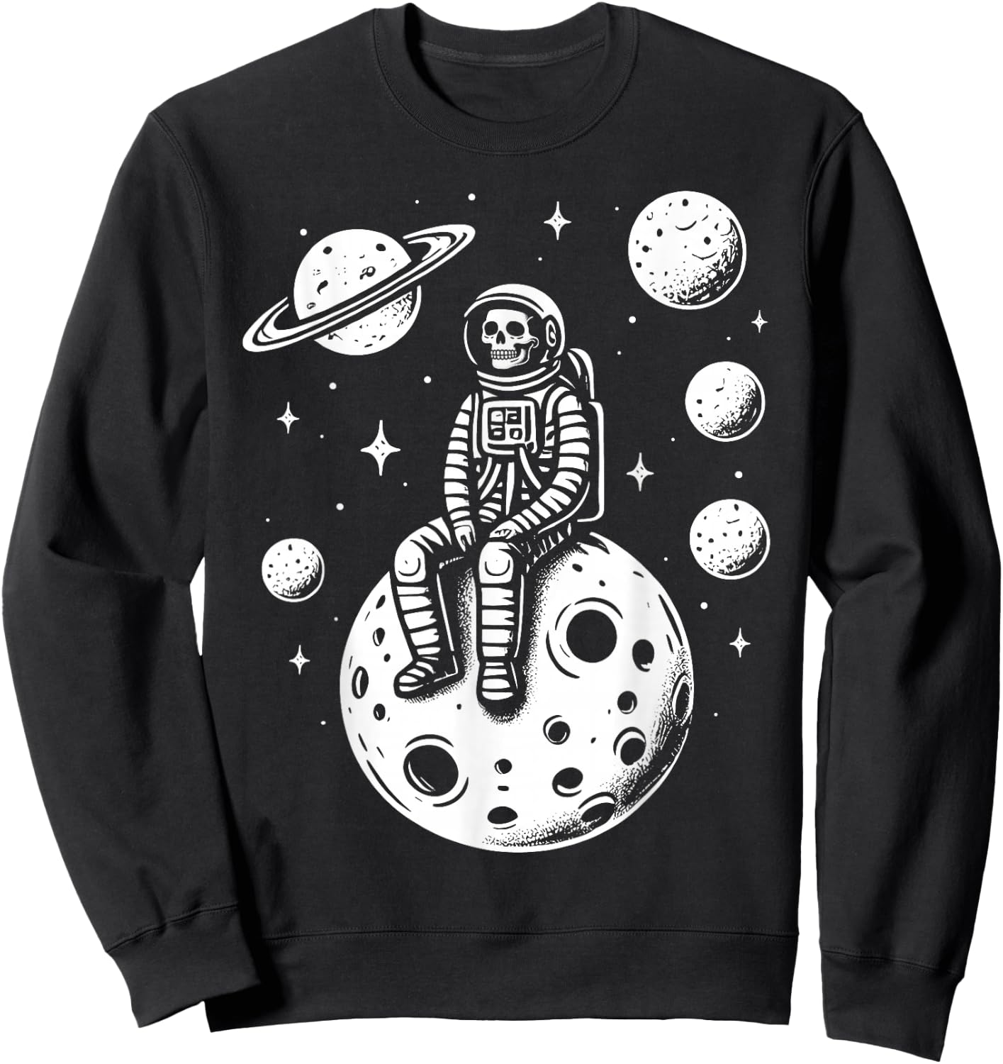 Halloween Skeleton Astronaut Fun Costume Men Women Kids Boys Sweatshirt - Sweatshirt | Black