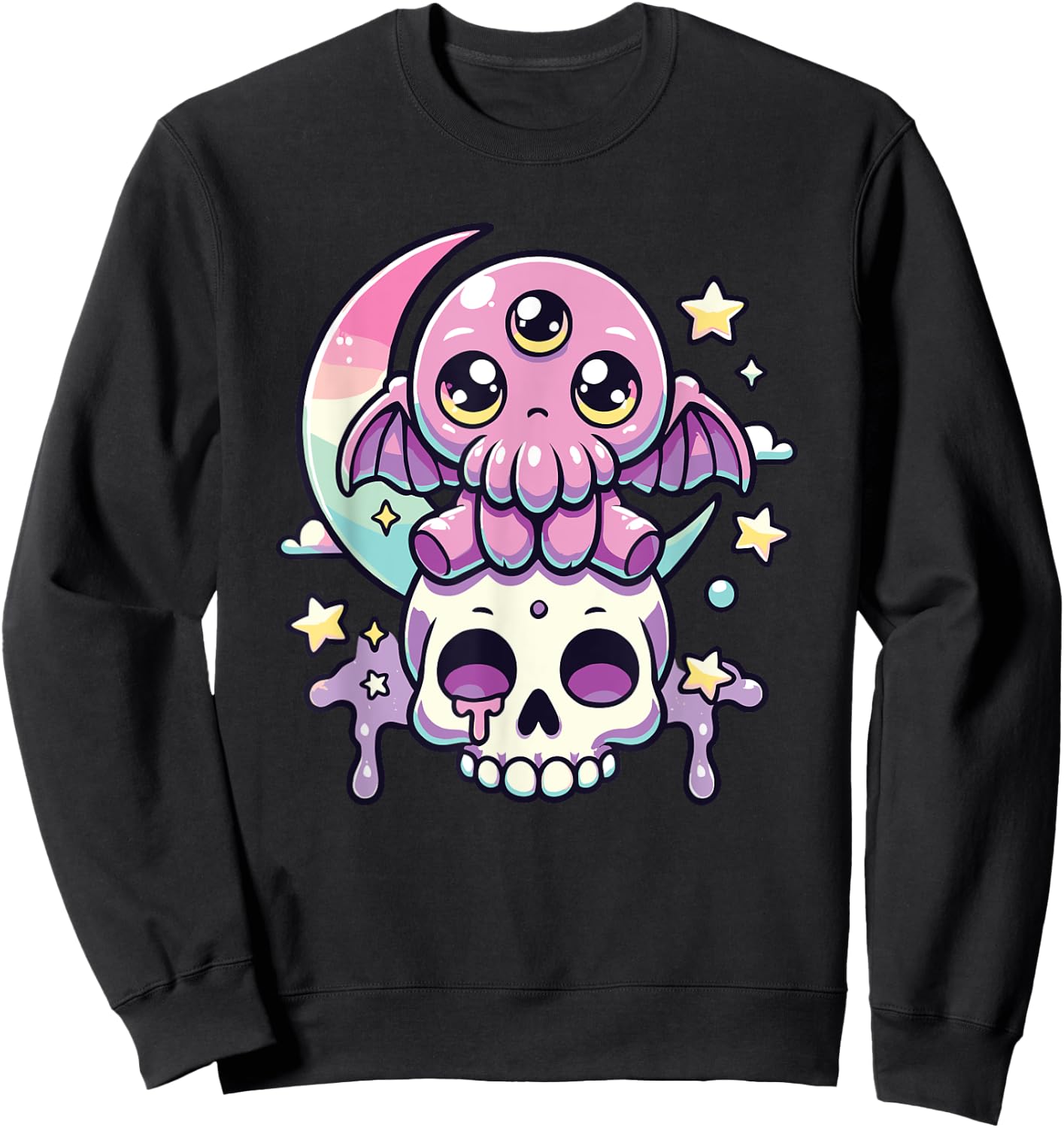 Kawaii Gothic Cthulhu Pastel Colors Gothic Goth Cthulhu Sweatshirt - Sweatshirt | Black