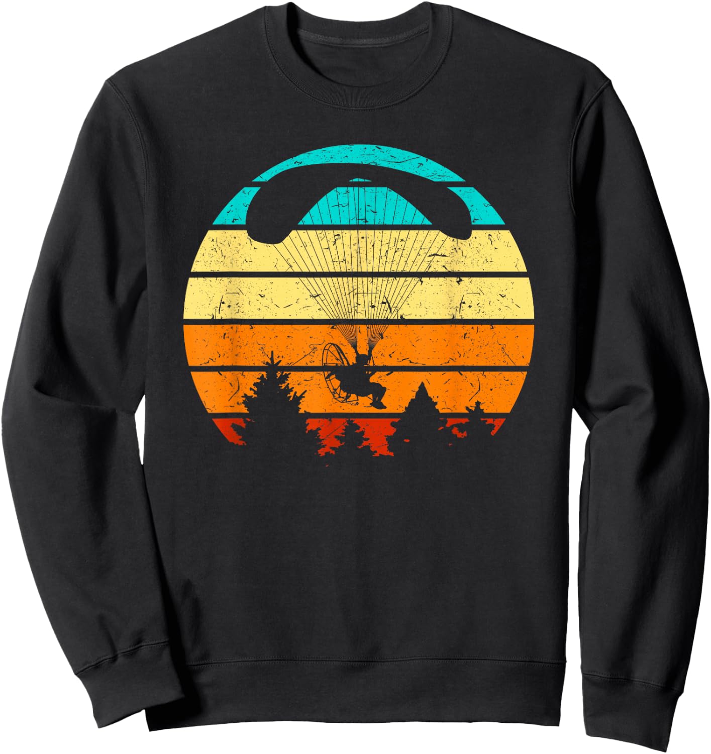 Retro Paramotor Pilot Sunset Vintage Paramotor Sweatshirt - Sweatshirt | Black