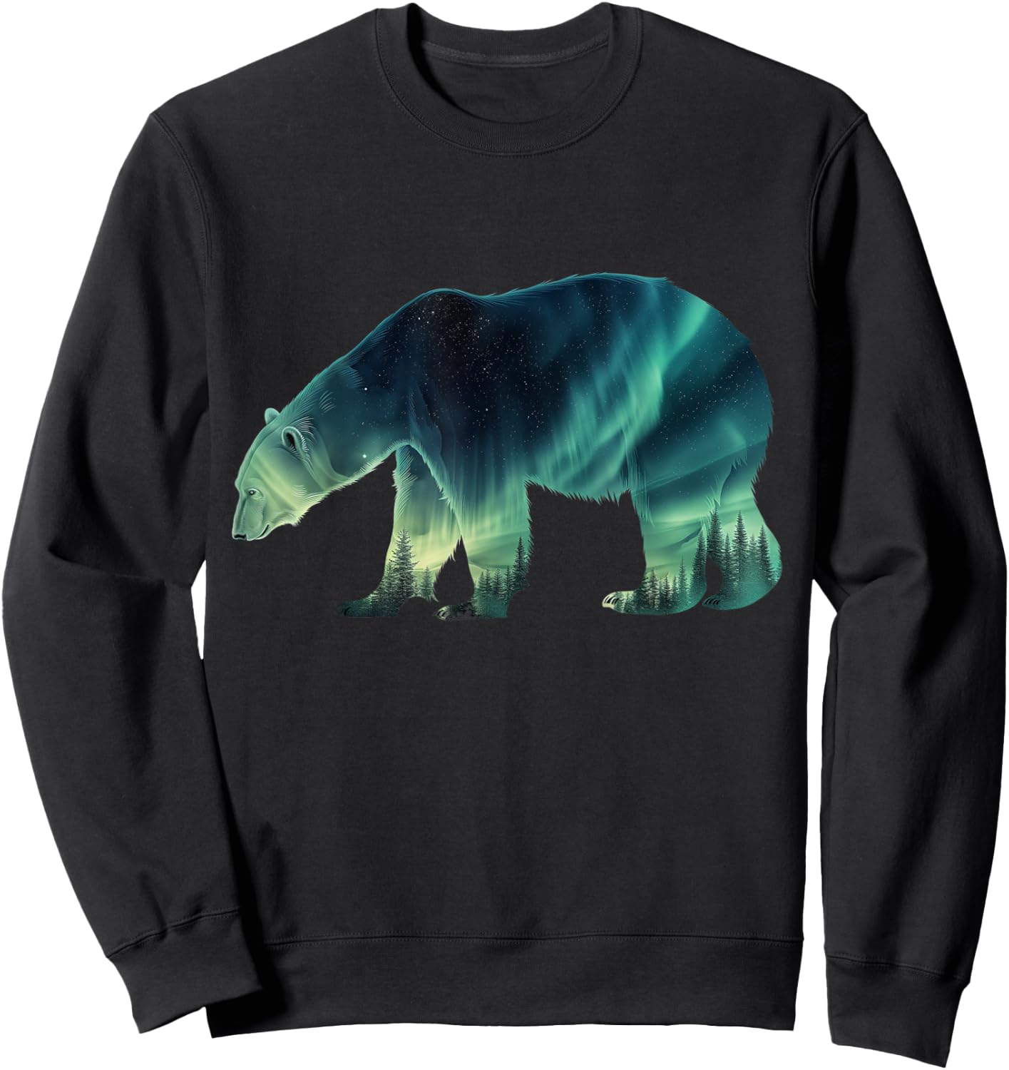 Polar Bear Northern Light Winter Arctic Nature Lover Sweatshirt - Sweatshirt | Black