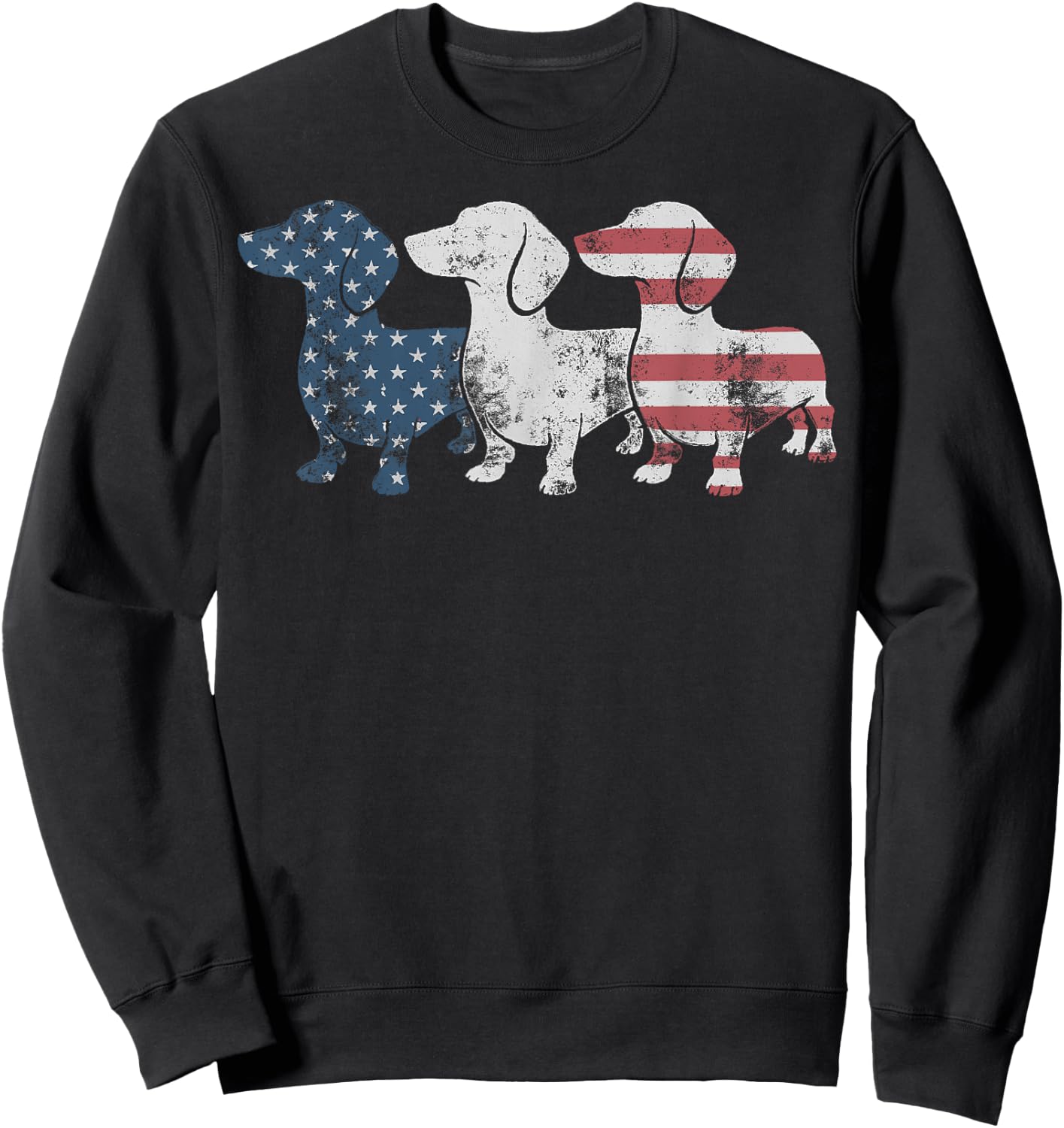 Patriotic Dachshund Dog USA Flag Sunglasses 4th of July Sweatshirt - Sweatshirt | Black