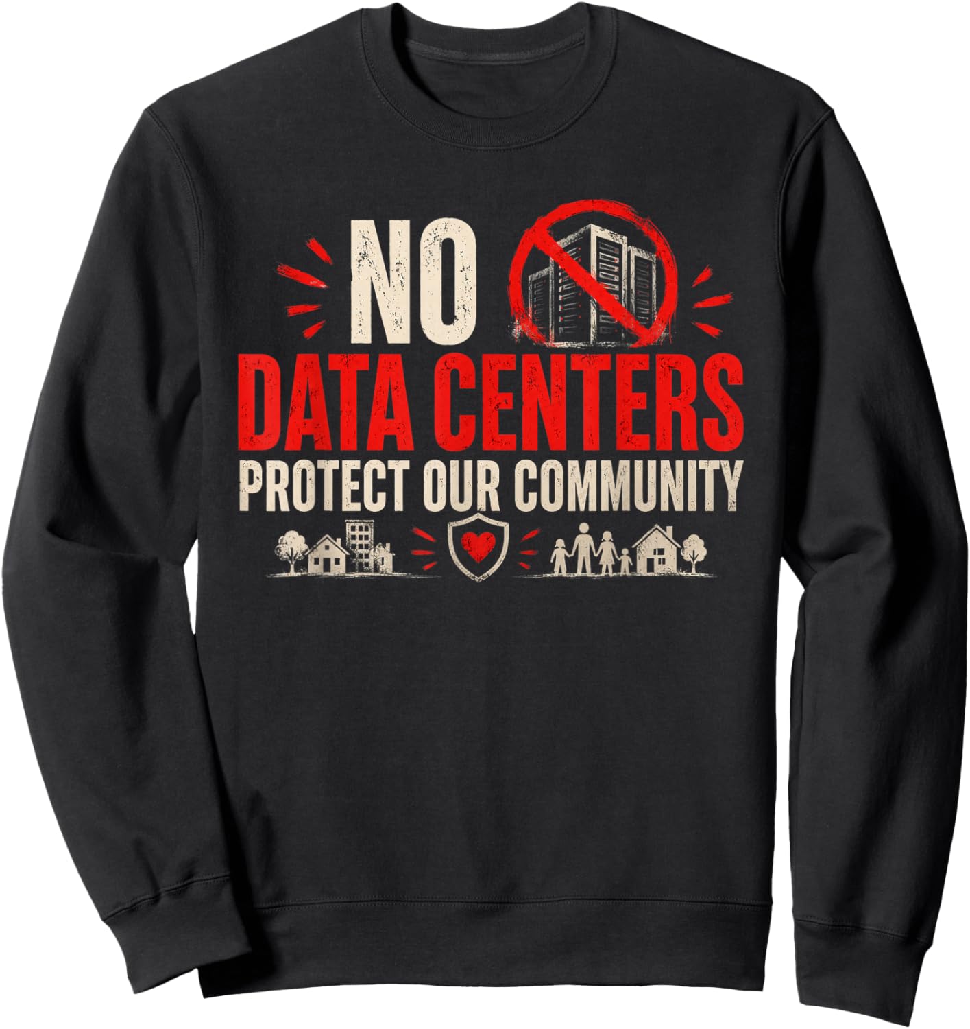 No Data Centers Protect Our Community Retro Sweatshirt - Sweatshirt | Black