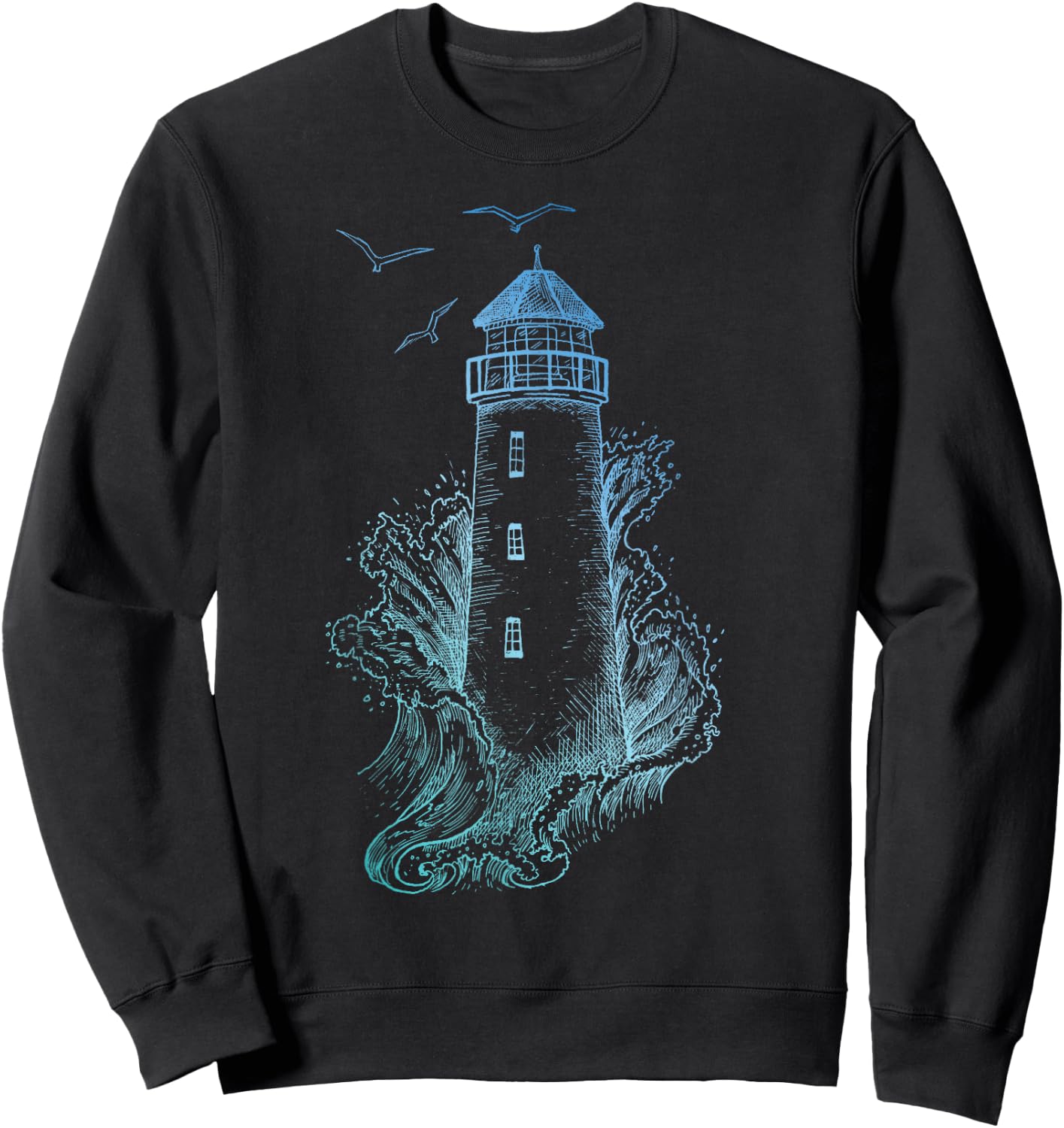 Lighthouse - Pharos Wave and Seagull Sweatshirt - Sweatshirt | Black