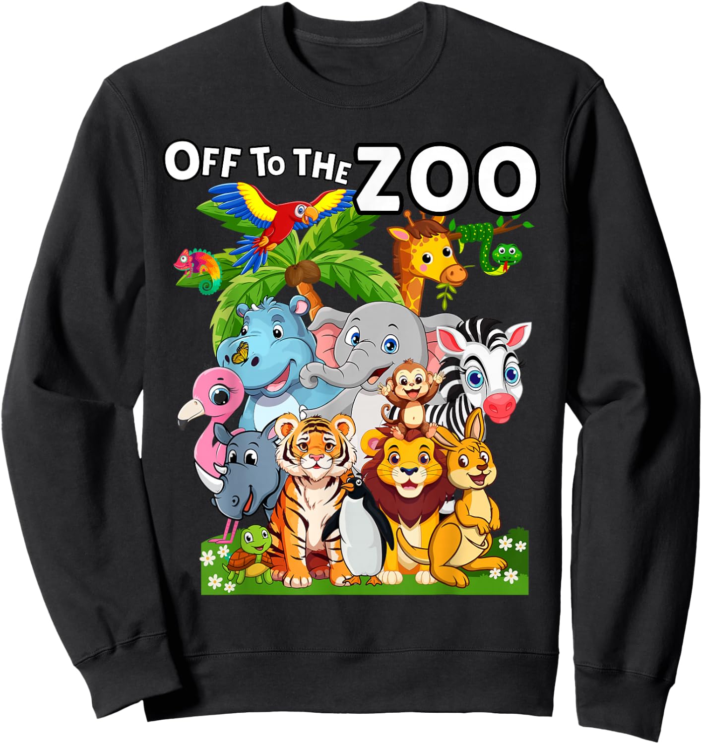 15 Animals Wildlife Birthday Party Safari Off To The Zoo Sweatshirt - Sweatshirt | Black