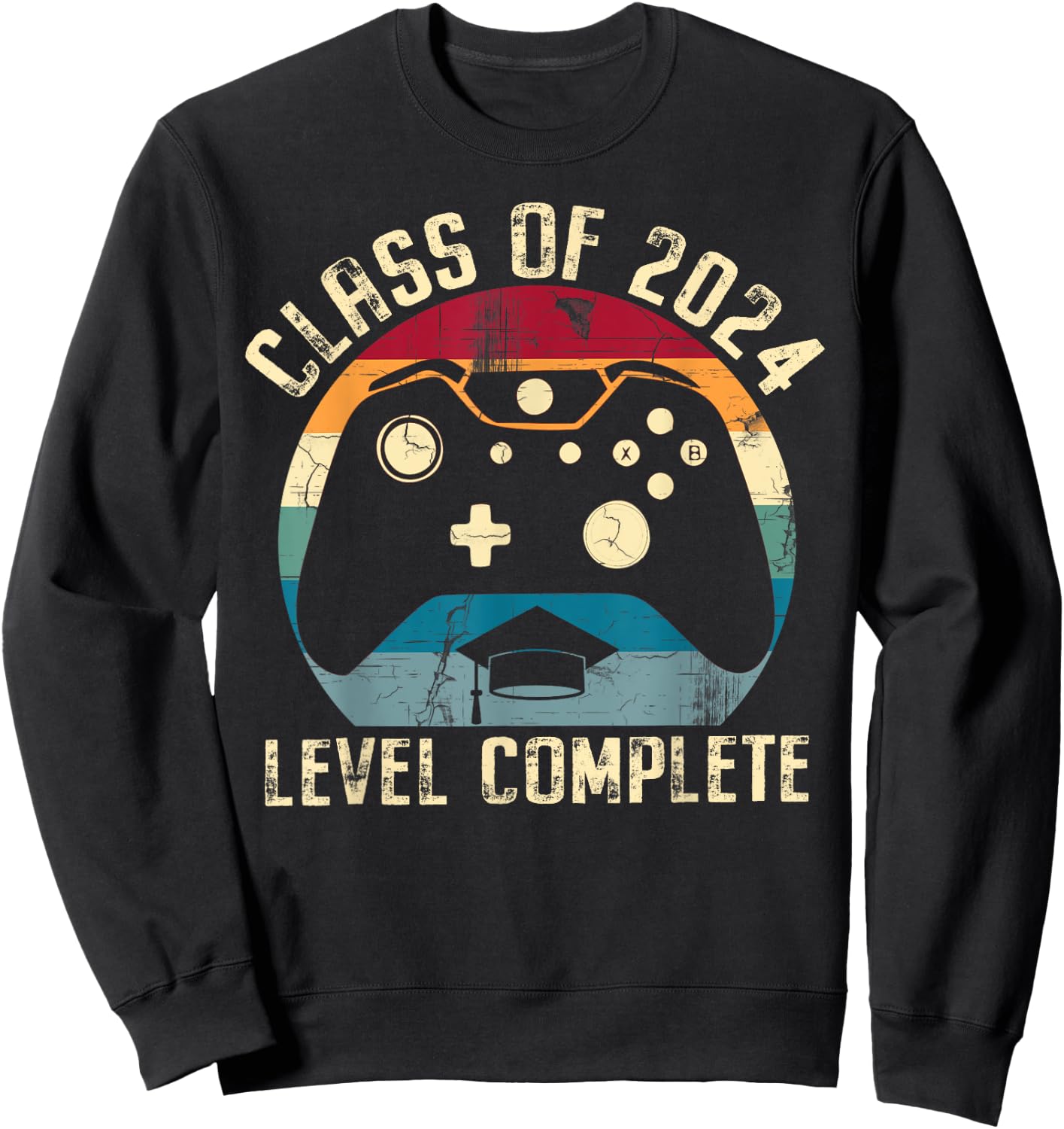 Class Of 2024 Level Complete Senior Graduation Gamer Grad Sweatshirt - Sweatshirt | Black