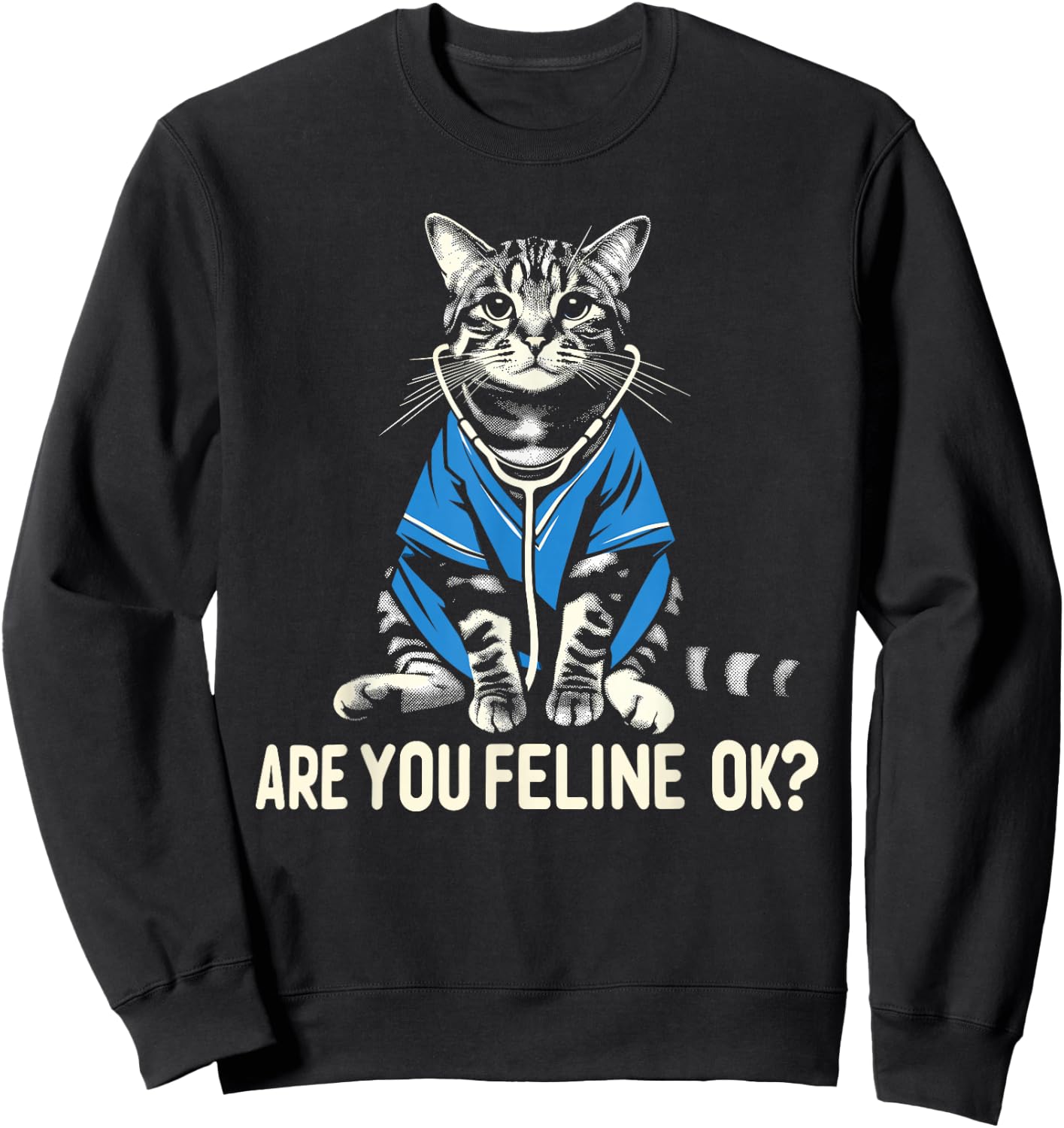 Retro Cat Nurse Gifts Nurse Week Gifts Men Women Funny Nurse Sweatshirt - Sweatshirt | Black