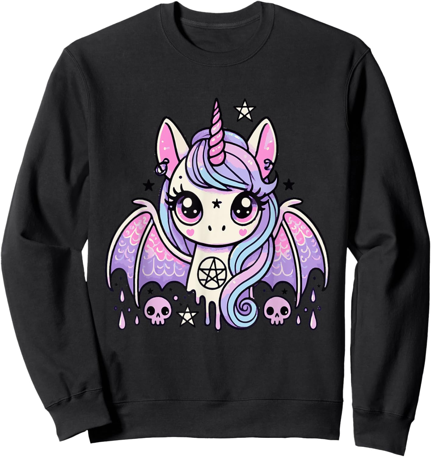 Cute Pastel Goth Aesthetic Kawaii Creepy Teddy Bear Sweatshirt - Sweatshirt | Black