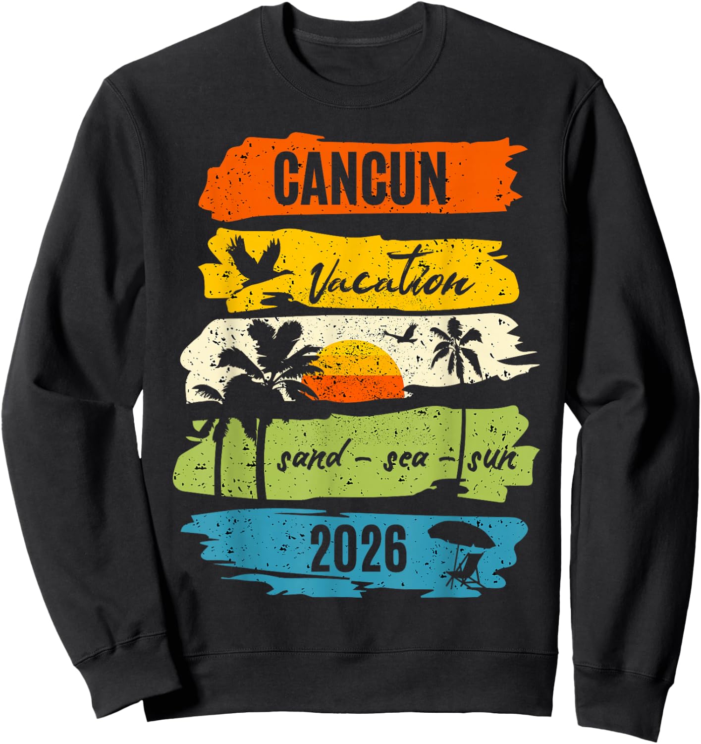Family Vacation Cancun Mexico 2026 Retro Matching Group Sweatshirt - Sweatshirt | Black