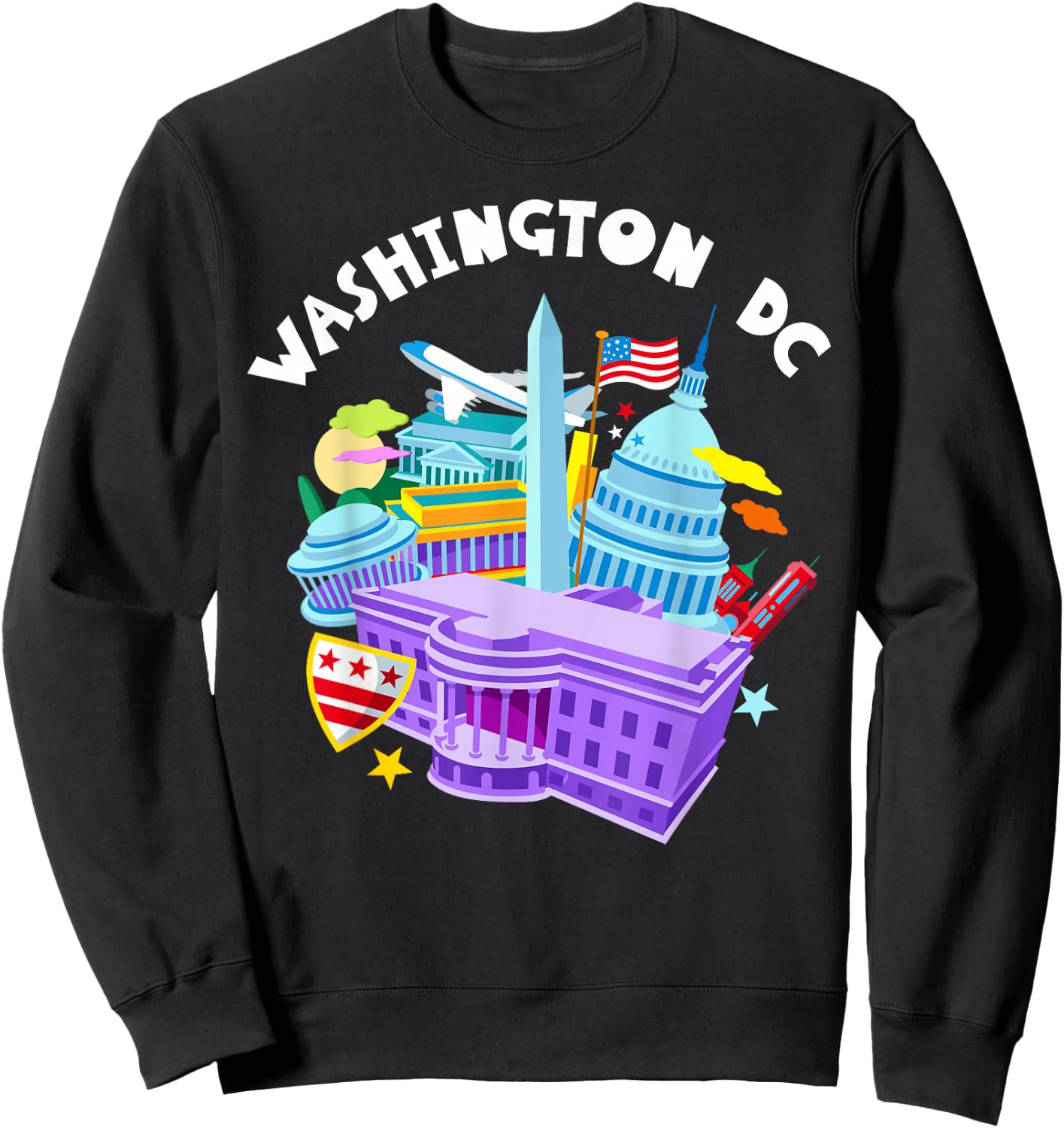 Washington D.C.Vacation Cherry Blossom White House Capitol Sweatshirt - Sweatshirt | Black