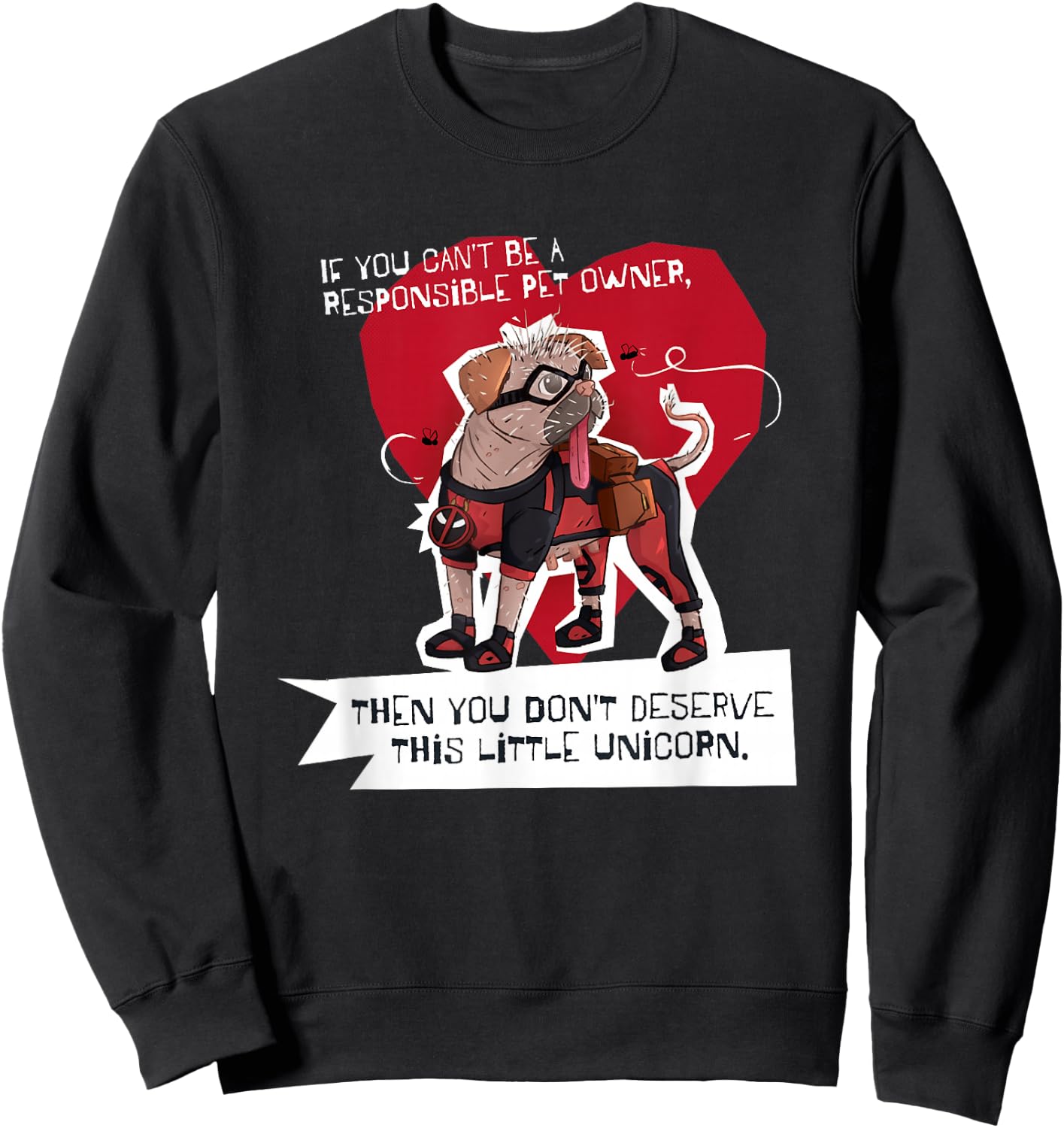 Marvel Deadpool & Wolverine Dogpool This Little Unicorn Logo Sweatshirt - Sweatshirt | Black