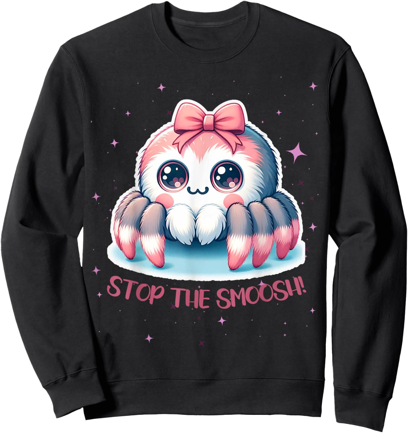Jumping Spider Stop the Smoosh Cute Humorous Sweatshirt - Sweatshirt | Black