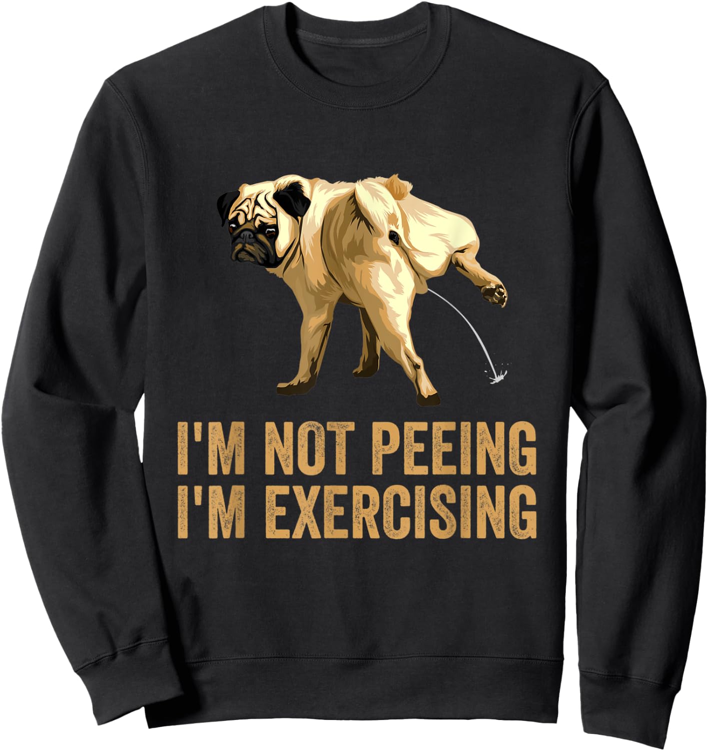 Peeing dog i'm not peeing, I'm exercising peeing dog statue Women Kids Sweatshirt - Sweatshirt | Black