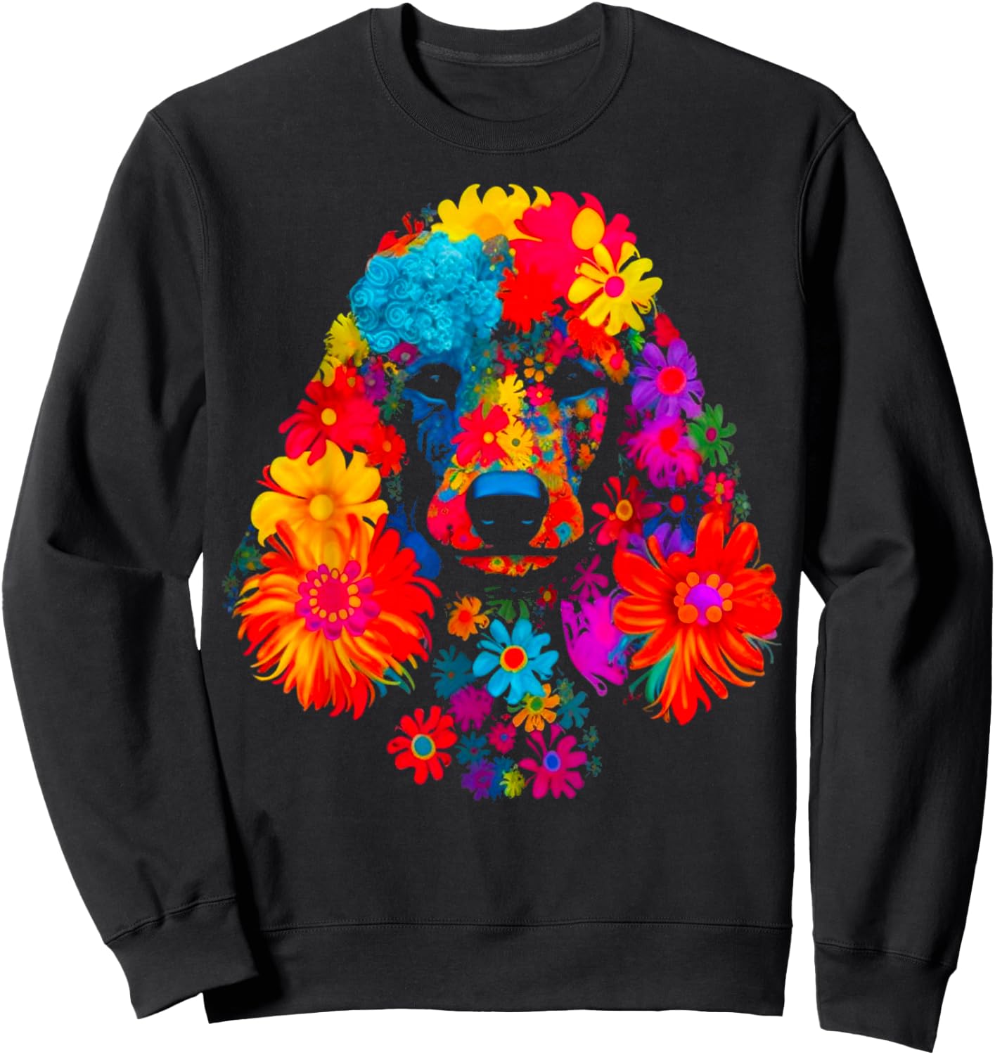 Pop Art Design Poodle Dog Flower Sweatshirt - Sweatshirt | Black