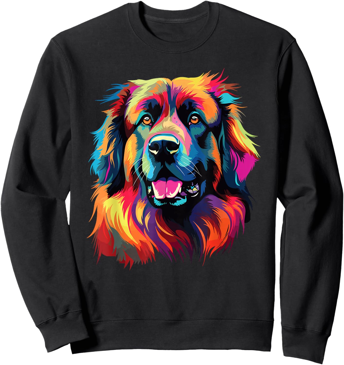 Watercolor Colorful Leonberger Dog Sweatshirt - Sweatshirt | Black