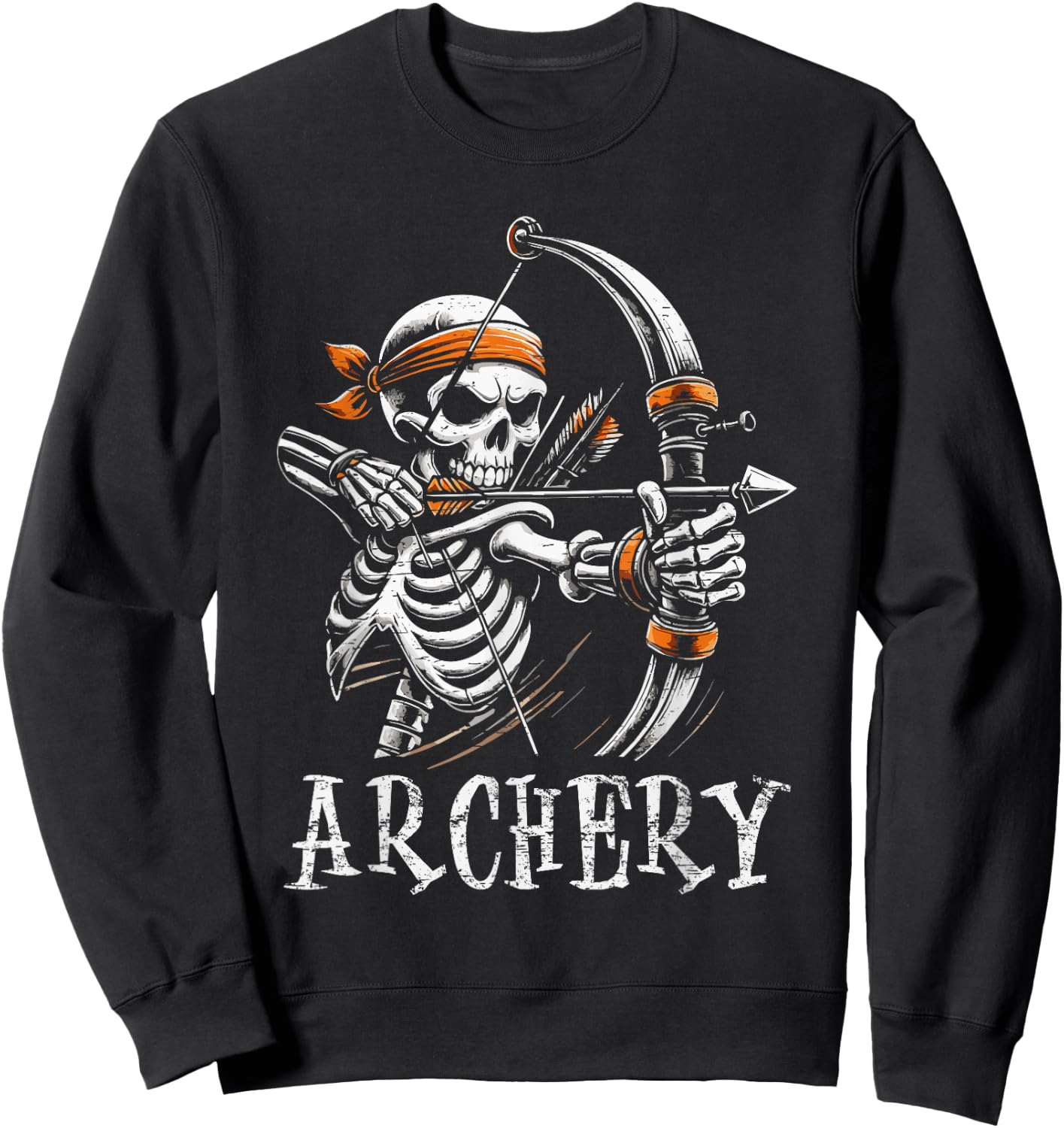 Archery Skeleton Skull Bow Arrow Archer Sweatshirt - Sweatshirt | Black