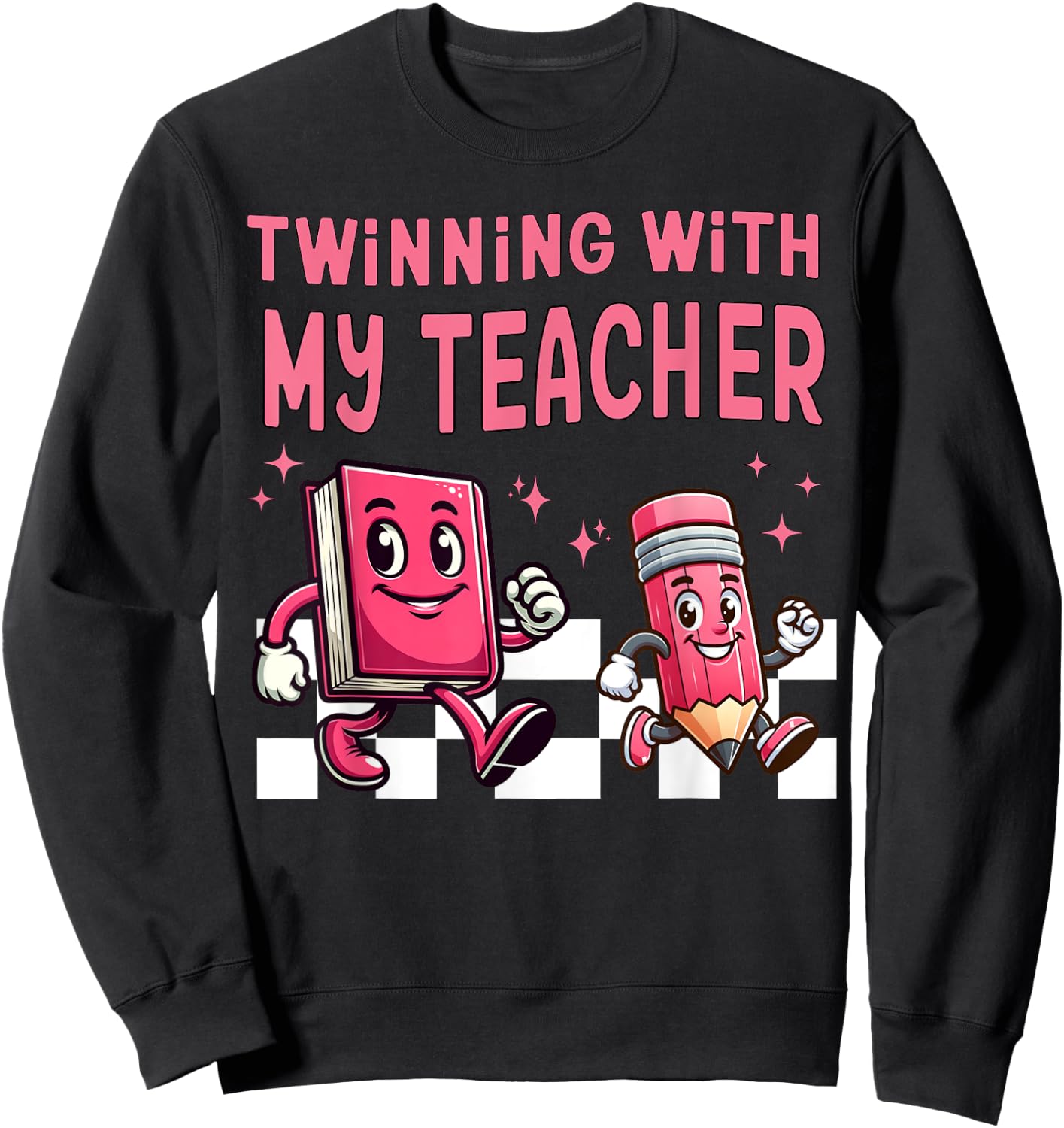 Twinning With My Teacher Para Matching Paraprofessional 70s Men Women Sweatshirt - Sweatshirt | Black