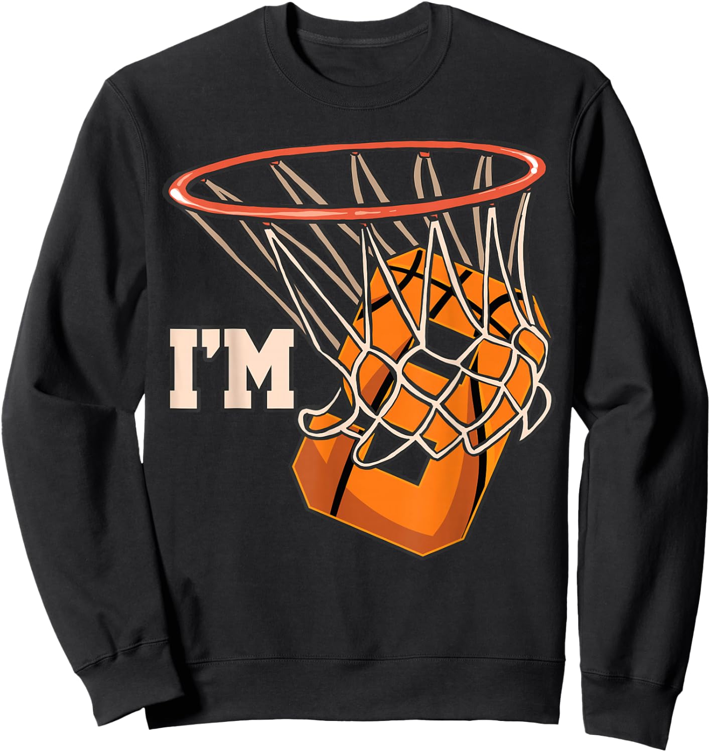 I'm 9 Basketball Theme Birthday Party Celebration 9th Sweatshirt - Sweatshirt | Black
