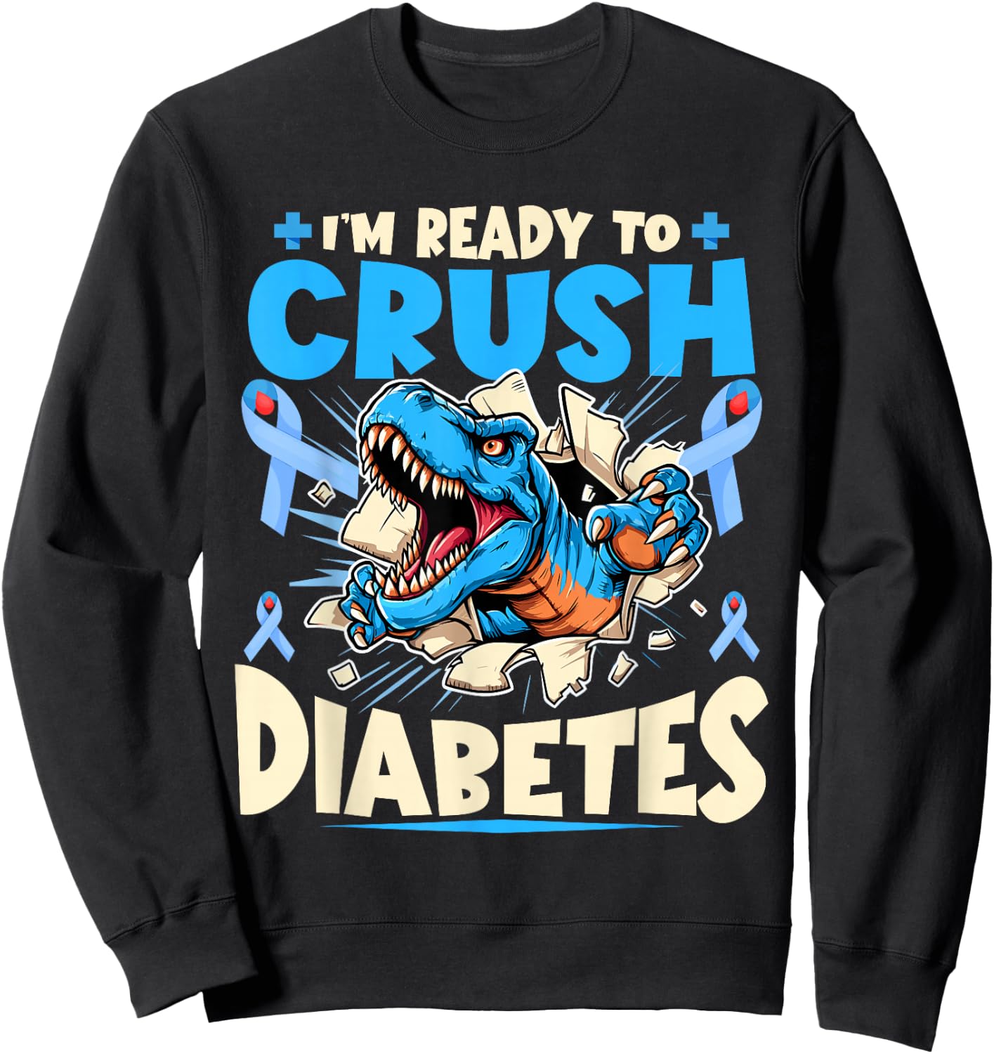 Diabetic Kids Toddler Diabetes Awareness T1D Warrior Sweatshirt - Sweatshirt | Black