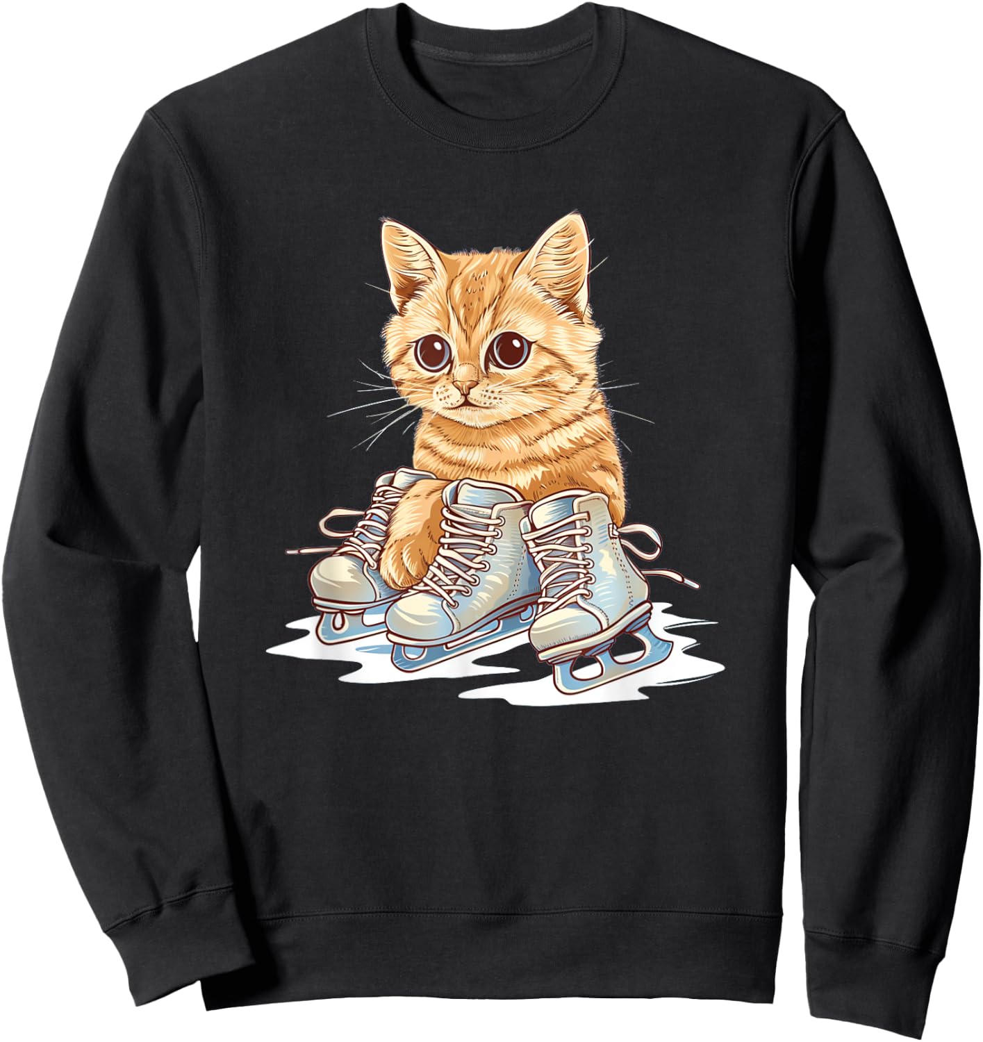 Ice skating Shoes and cute Cat Outfit Men Women Kids Sweatshirt - Sweatshirt | Black
