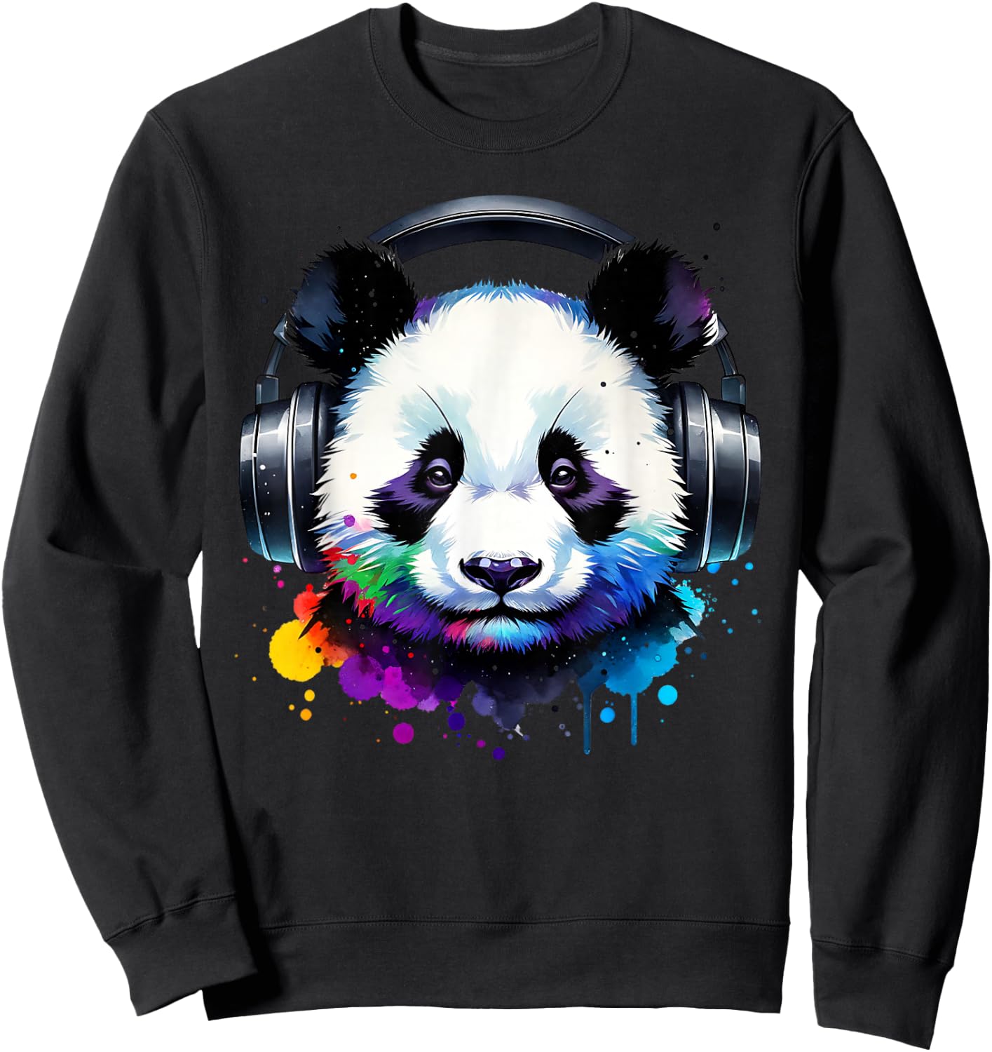 Panda With Headphones Sweatshirt - Sweatshirt | Black