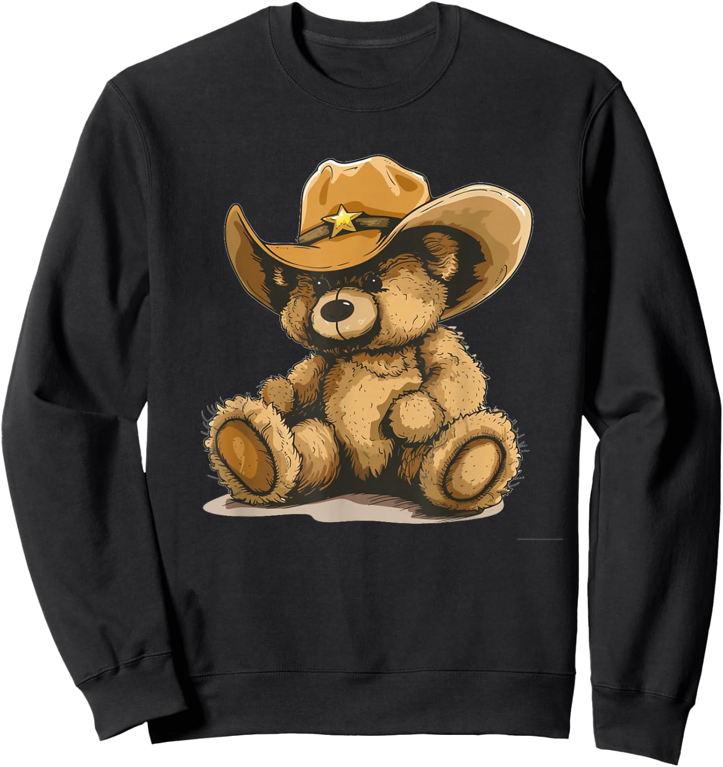 Happy Teddy Bear with Cowboy Hat Costume Sweatshirt - Sweatshirt | Black