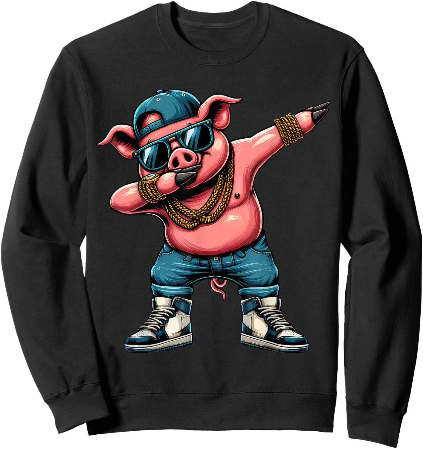Dabbing Pig Funny Pig Dab Dance Boys Girls Kids Sweatshirt - Sweatshirt | Black