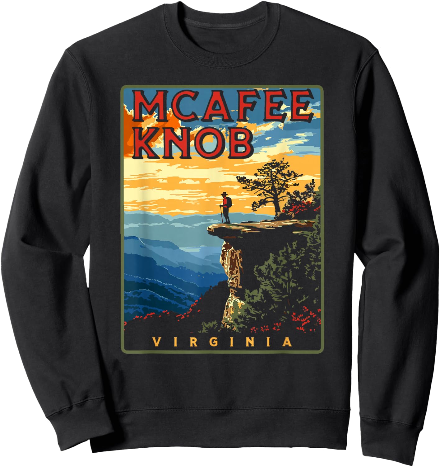 McAfee Knob Roanoke Virginia Appalachian Trail Sweatshirt - Sweatshirt | Black
