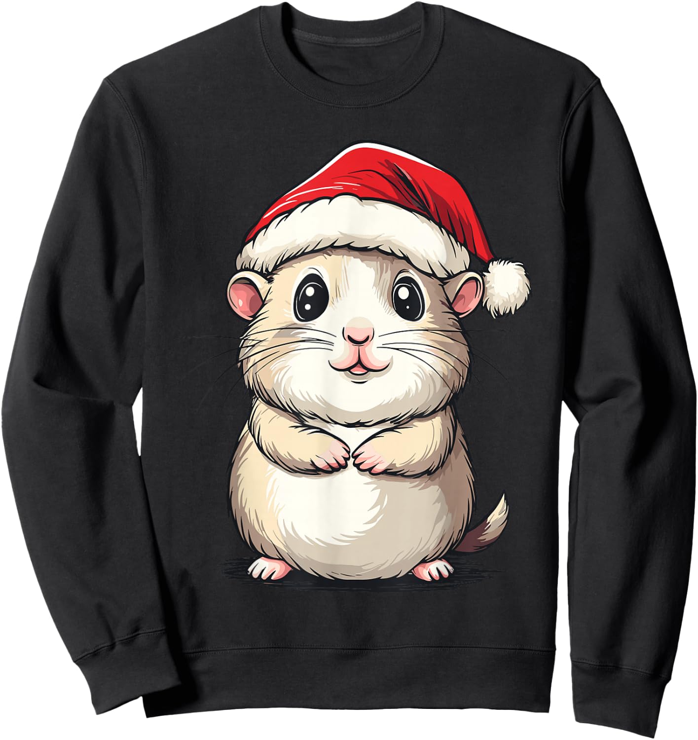Hamster Santa Hat Pet Lover Boys Girls Kids Christmas Pajama Sweatshirt - Sweatshirt | Black