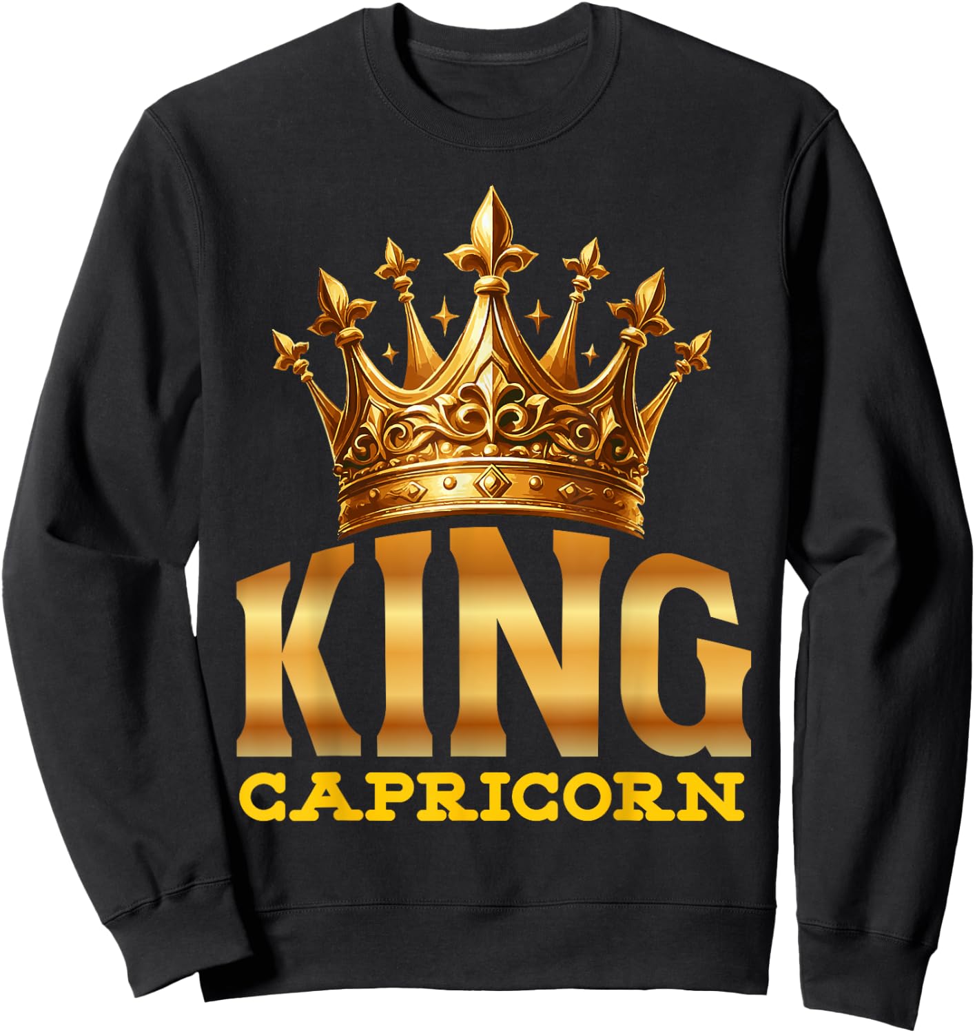 King Capricorn Goat Zodiac Sign Crown Sweatshirt - Sweatshirt | Black